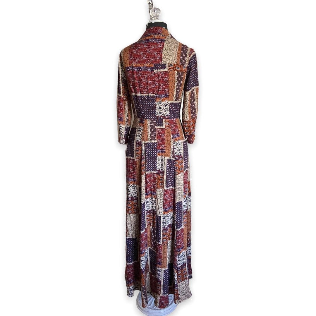 Other Skies are Blue Buttonfront Patchwork Maxi Dress Prairie XS Size XS / US 0-2 / IT 36-38 - 4 Thumbnail