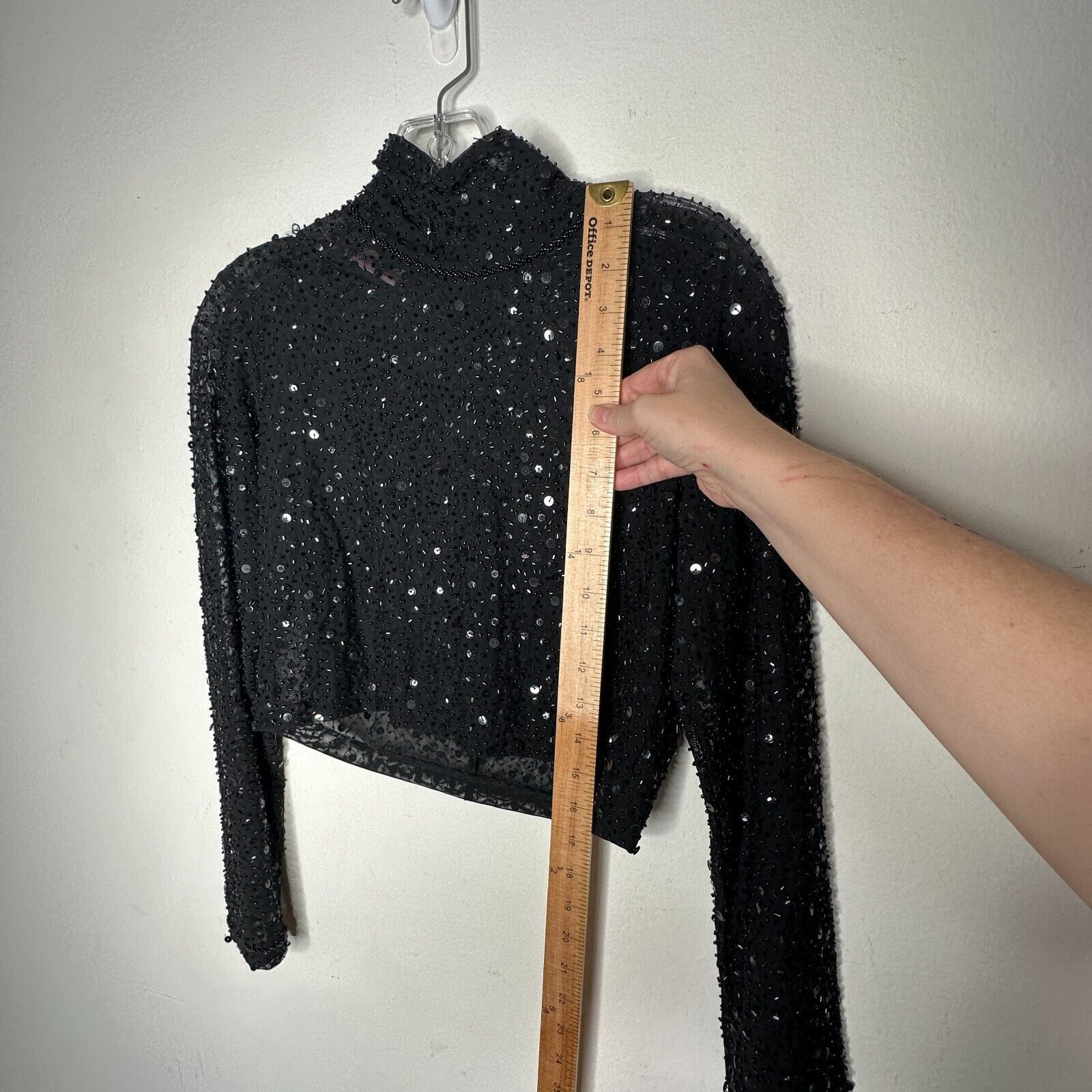 Other Dyspnea Sheer Black Sequin Mesh Long Sleeve Crop Top Small Size S / US 4 / IT 40 - 11 Thumbnail