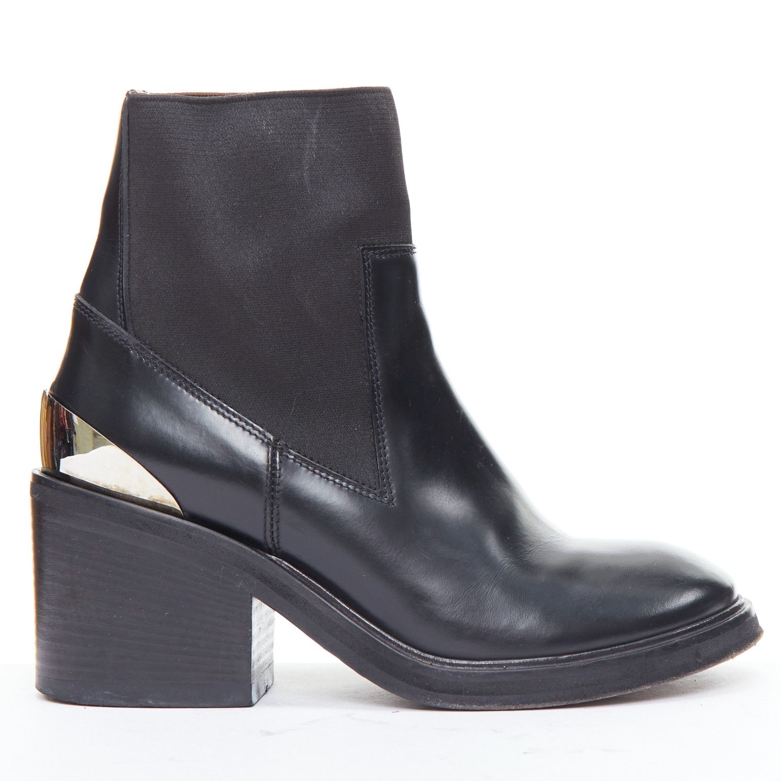Acne Studios ACNE STUDIOS Dion silver metal detail block heel gusset boots EU38 Size US 8 / IT 38 - 1 Thumbnail