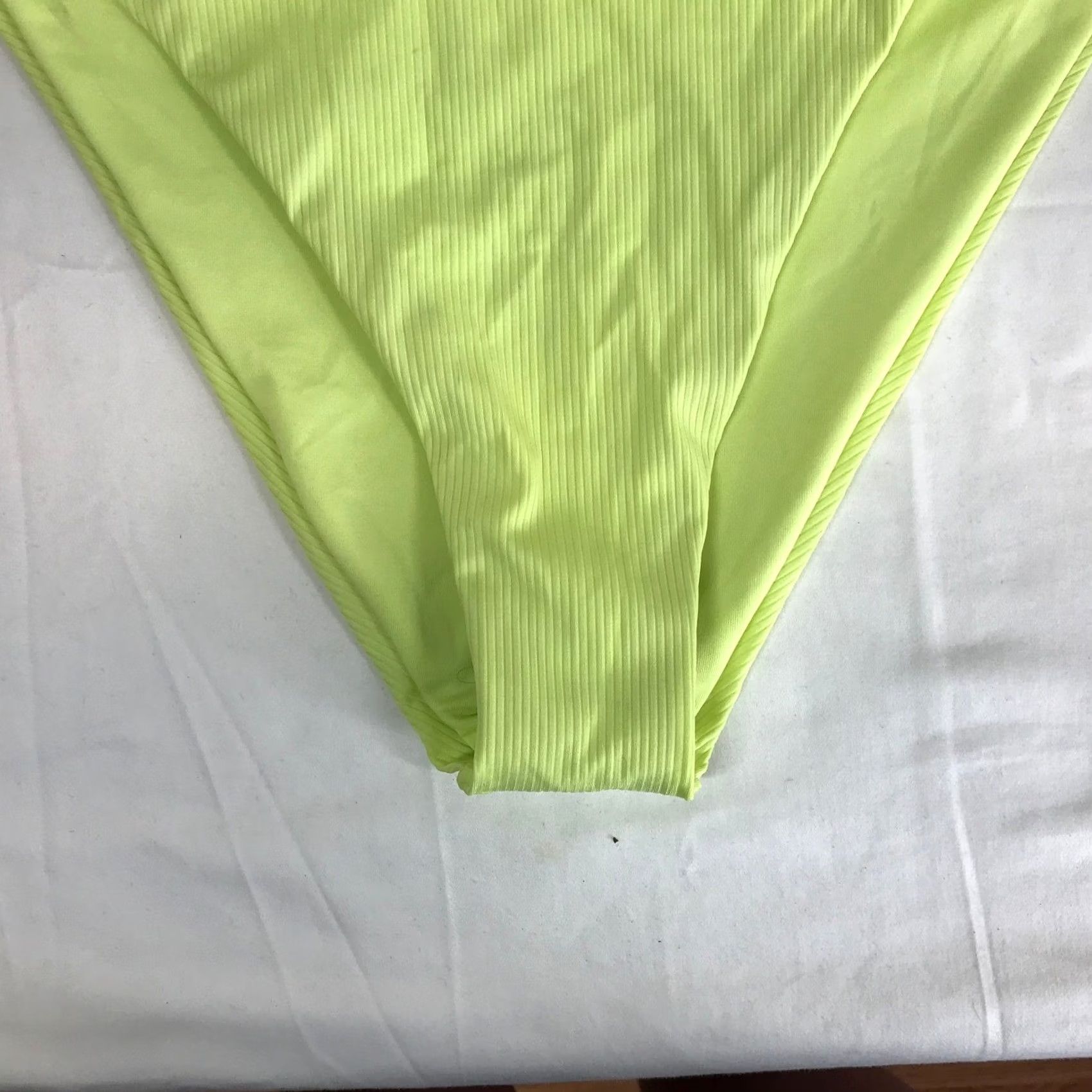 Victoria's Secret VINTAGE Victoria's Secret Ribbed High Cut Cheeky Bikini Bottom Neon Lime Green XL NWT Size 40" / US 18 - 2 Thumbnail