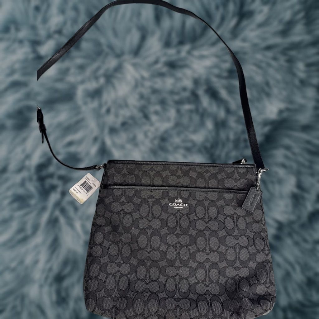 Coach COACH Signature Shoulder Bag Canvas F55363 Brand New W Tag Smoke Black Womens Bag Size ONE SIZE - 1 Thumbnail