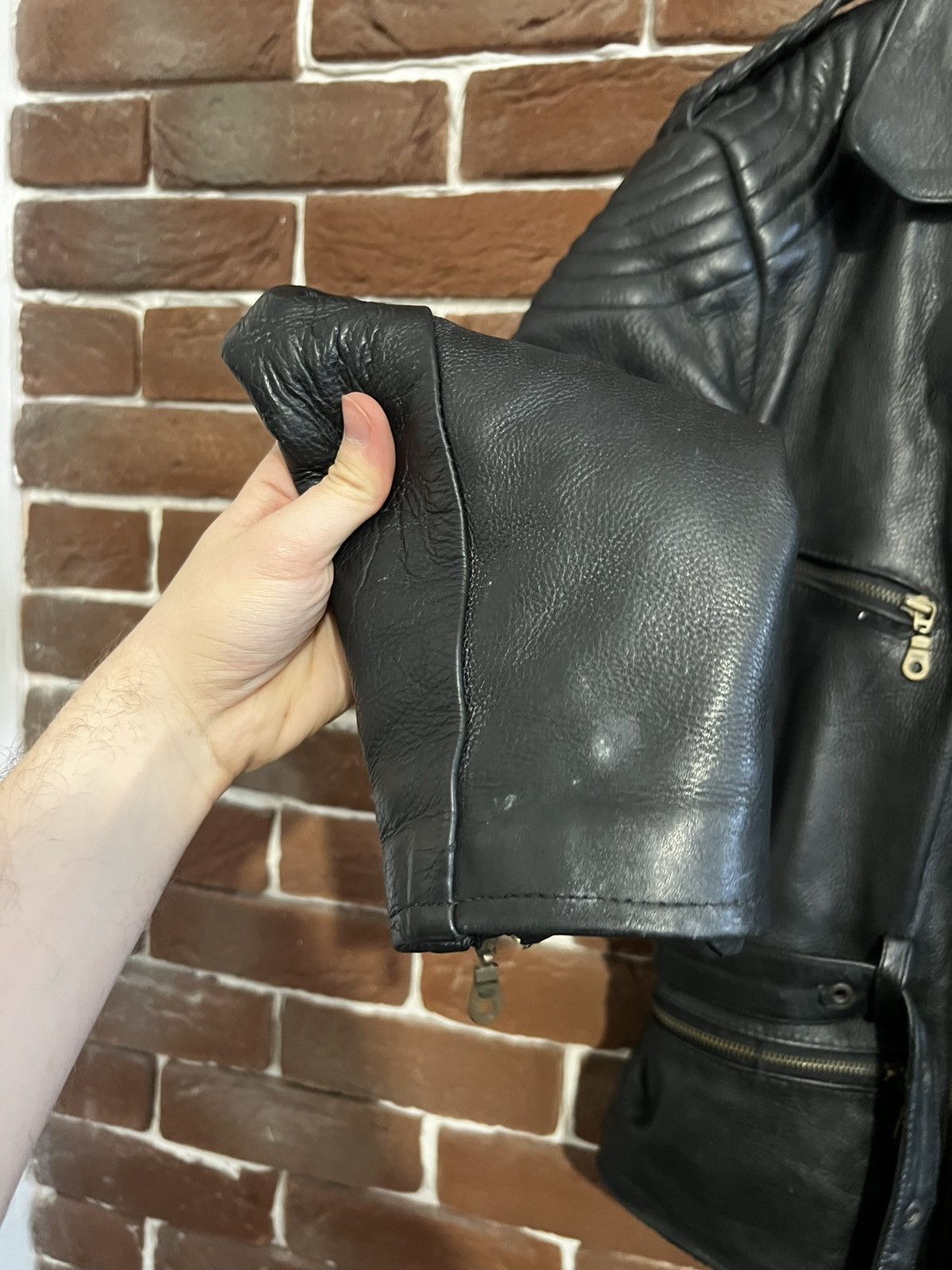 Genuine Leather Rare 90s Biker Real Genuine Leather Metal Jacket Rock Size US XXL / EU 58 / 5 - 4 Thumbnail