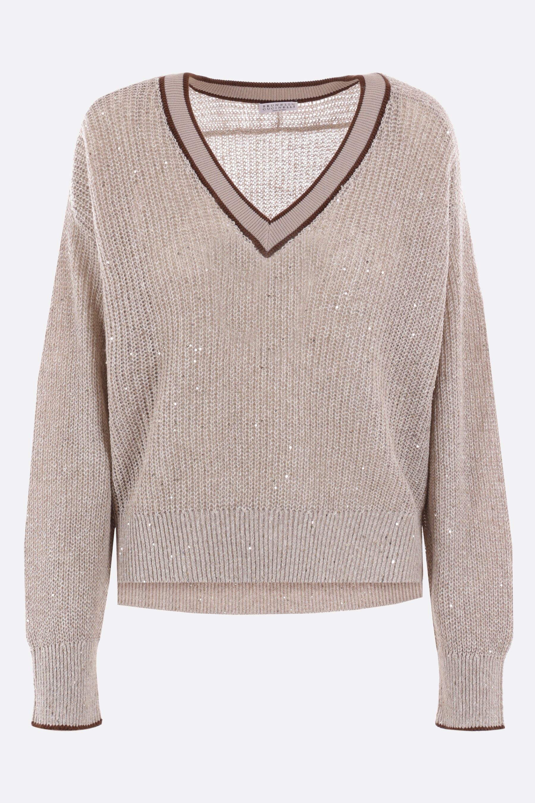 Brunello Cucinelli o1y0825 V-neck Sweater in Gray Size M / US 6-8 / IT 42-44 - 1 Thumbnail