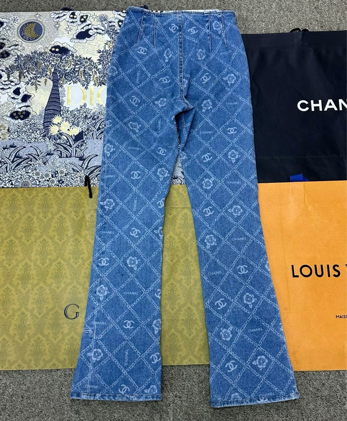 Chanel Chanel 23A Women's Blue Camellia Wide-Leg Jeans 34 Size 25" / US 0 / IT 36 - 2 Thumbnail