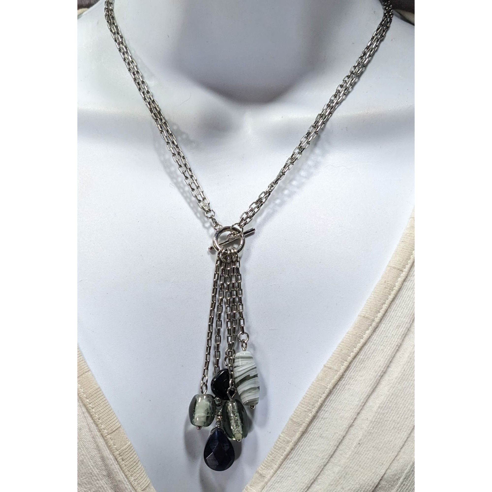 Handmade Handmade Abstract Silver Multi-Strand Necklace With Dangling Size ONE SIZE - 4 Thumbnail