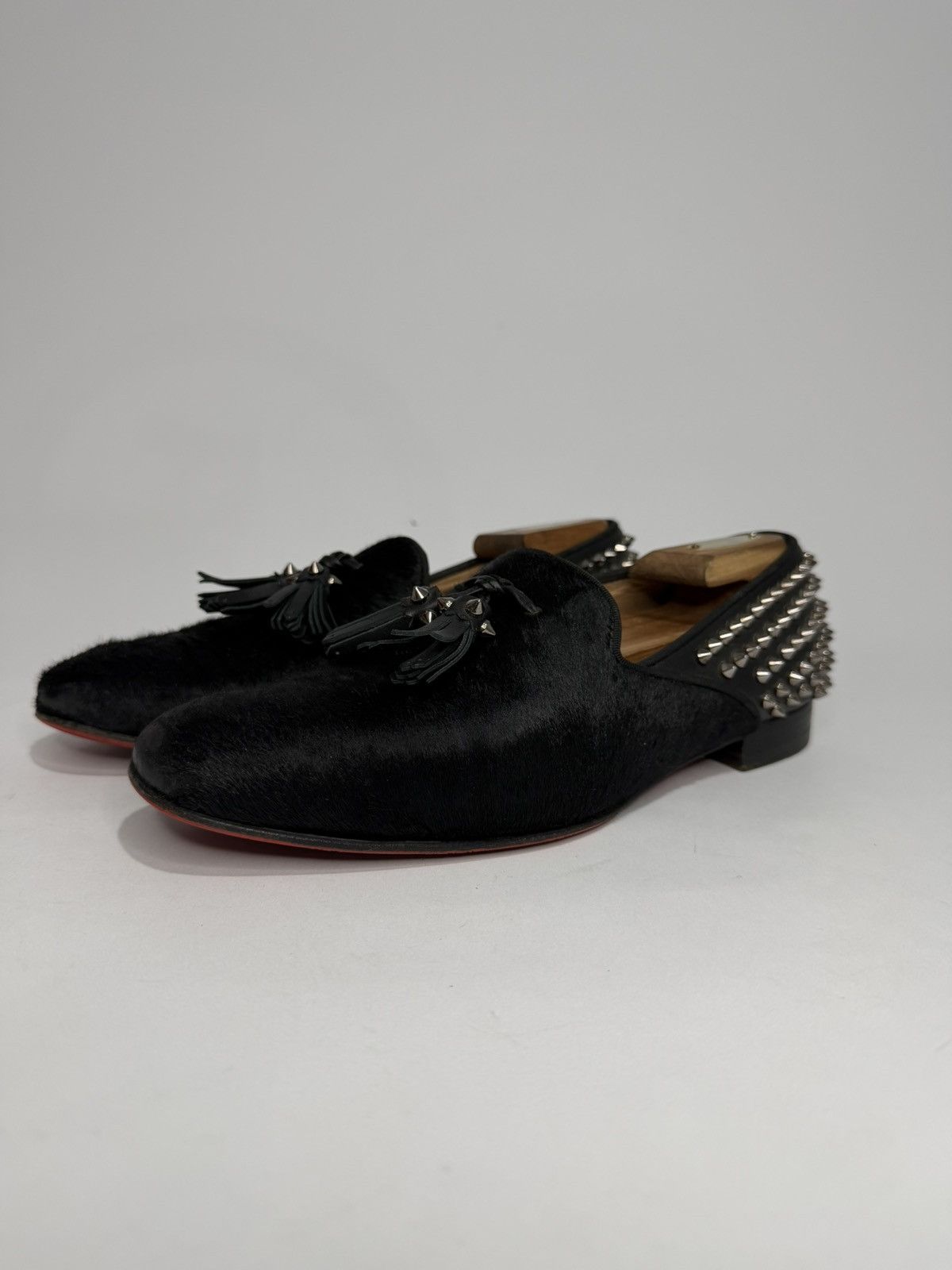 Christian Louboutin Christian Louboutin Black Pony Hair Tassel Spike Loafers Size US 9.5 / EU 42-43 - 6 Thumbnail
