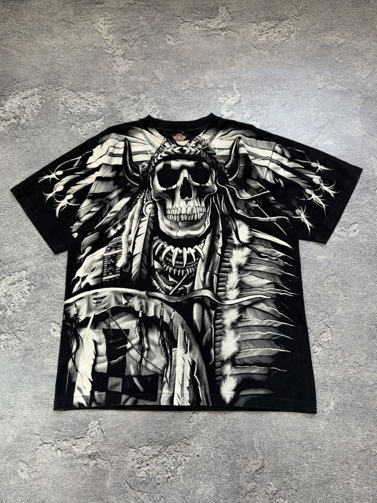 Vintage Vintage Rock Eagle Native American Skull AOP T-Shirt Black L Size US L / EU 52-54 / 3 - 1 Thumbnail