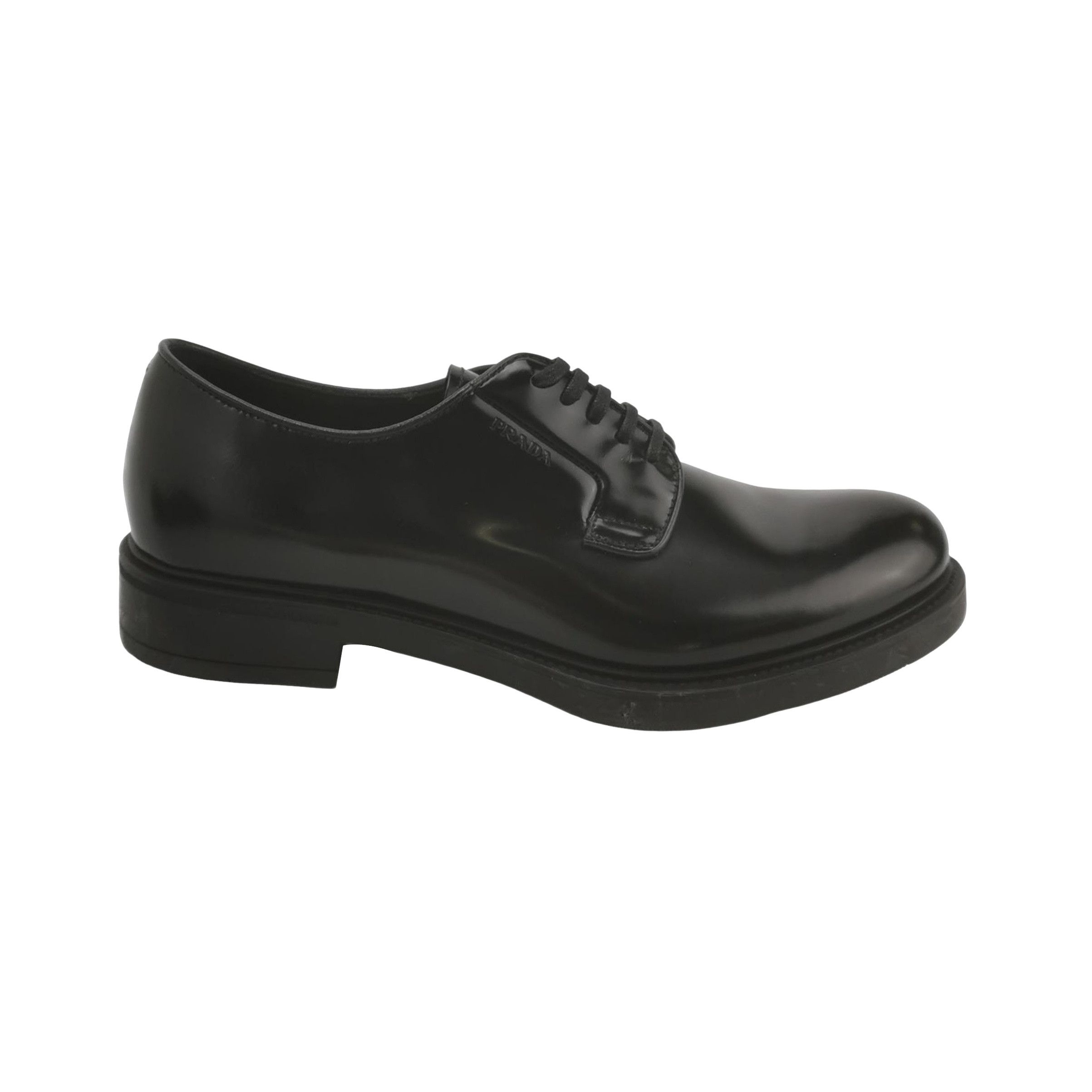 Prada Prada Black Leather Derby Shoes 40.5 Size US 7 / EU 40 - 1 Thumbnail
