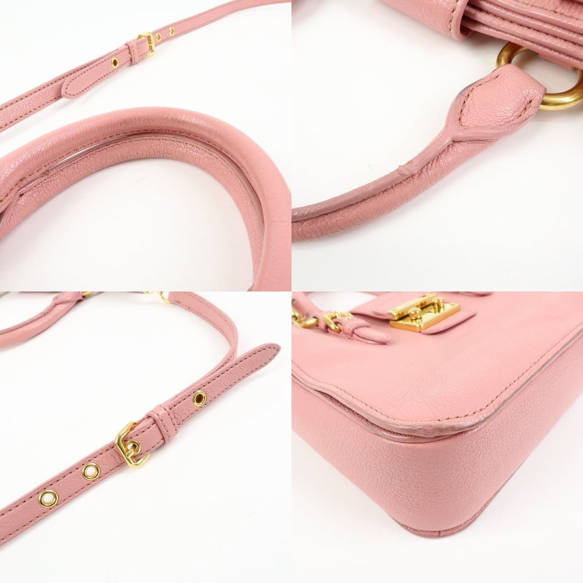 Miu Miu Miu Miu Madras Leather Shoulder Bag Pink Size ONE SIZE - 4 Thumbnail