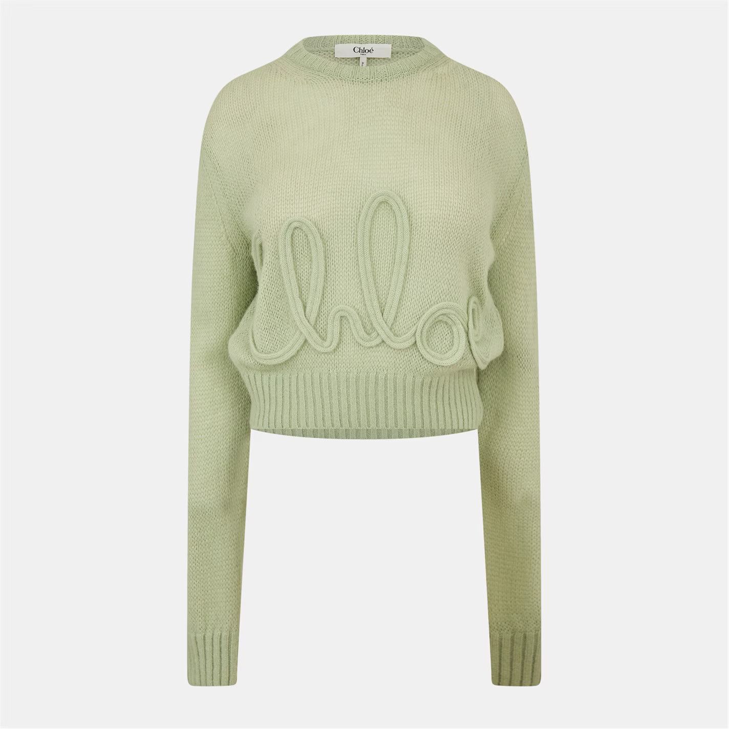 Chloe o1loc1c10226 Wool Knit Jumper in Gleam Green Size L / US 10 / IT 46 - 1 Thumbnail