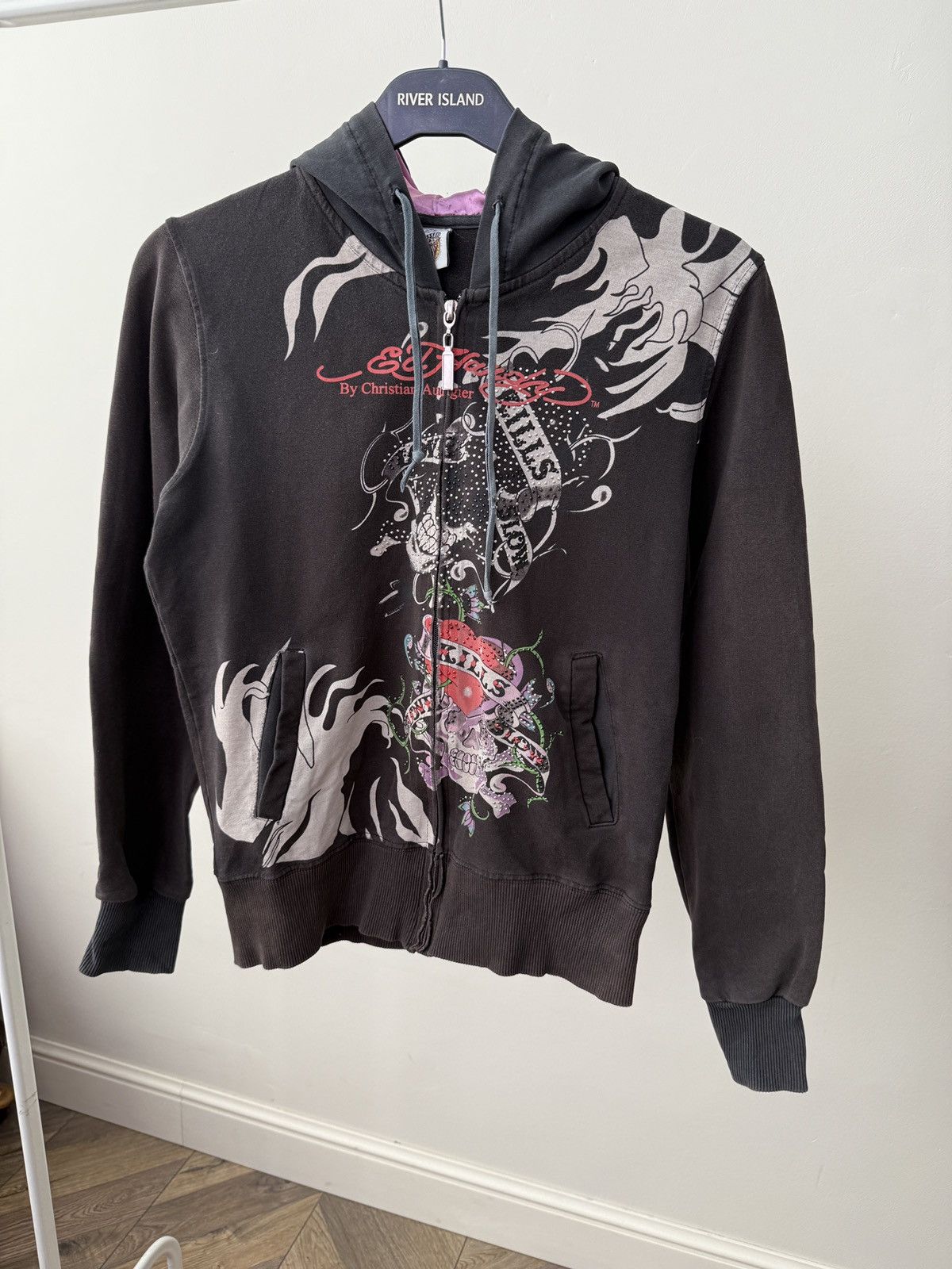 Ed Hardy Vintage Ed Hardy by Christian Audigier Women’s Zip Hoodie Size M / US 6-8 / IT 42-44 - 3 Thumbnail