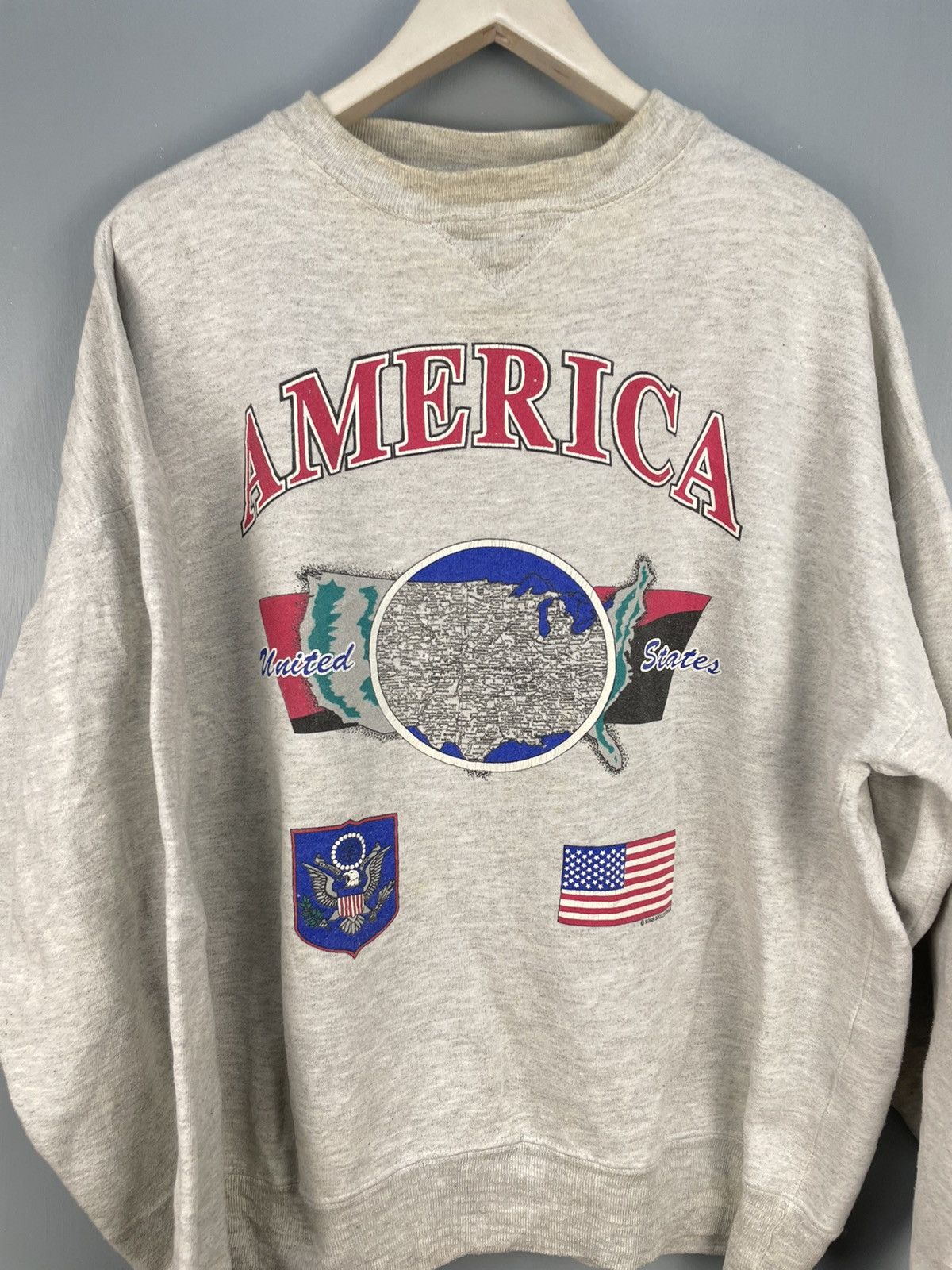 Vintage Vintage 90s America United States sweatshirt Size US L / EU 52-54 / 3 - 3 Thumbnail