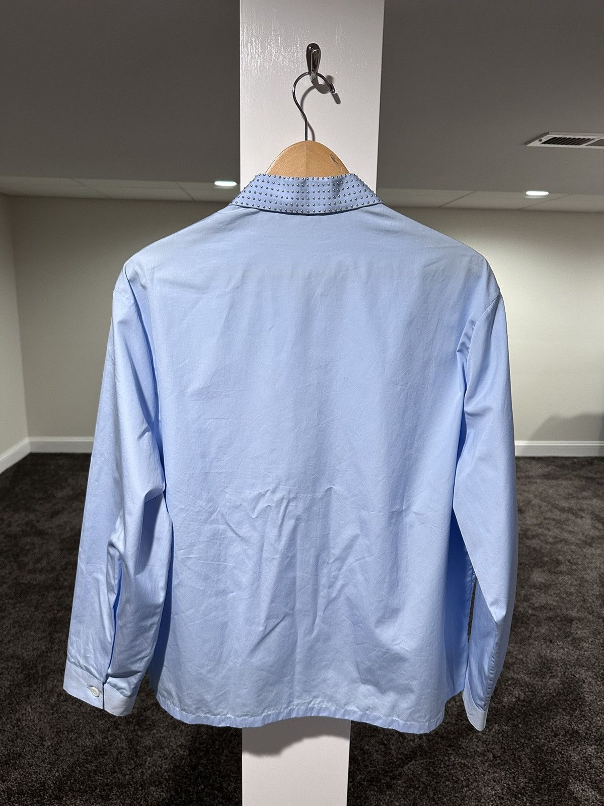 Prada Prada Light Blue Studded Embellished Zip Up Shirt Jacket Size US XL / EU 56 / 4 - 3 Thumbnail