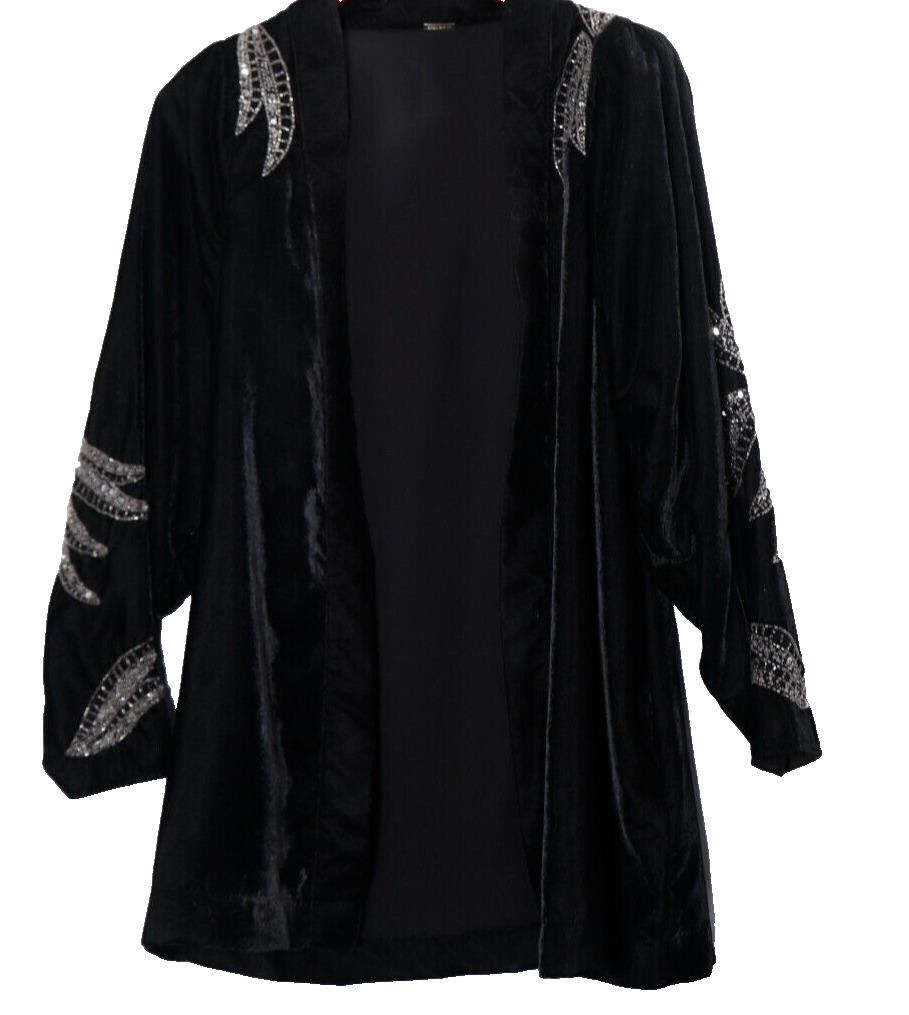 Designer Dodo Bar Or Women 42 Black Corinne Velvet Kimono Jacket Coat Size M / US 6-8 / IT 42-44 - 10 Thumbnail
