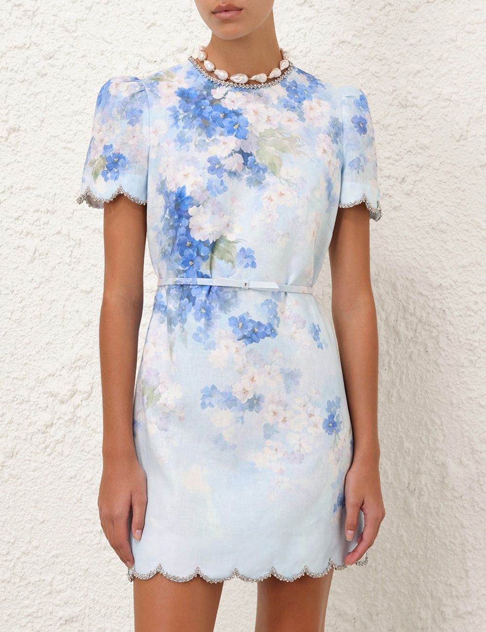 Zimmermann oc11z0925 Crush Scalloped Shift Dress in Blue Size M / US 6-8 / IT 42-44 - 2 Thumbnail