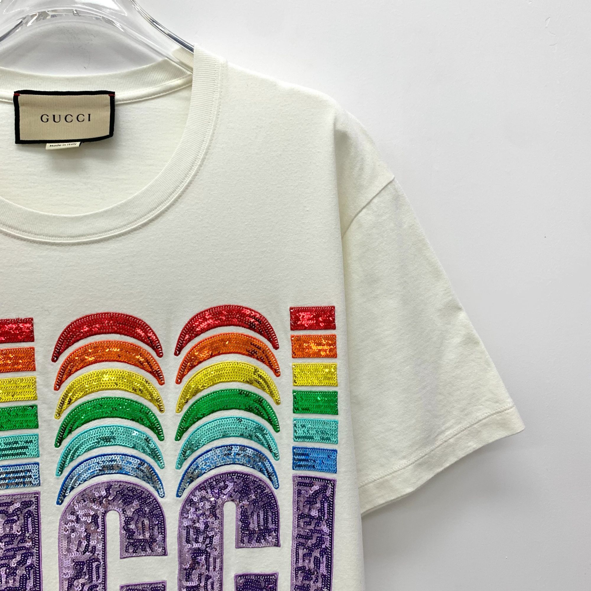 Gucci Gucci White Cotton Round-Neck Short-Sleeve T-Shirt With Rain Size M / US 6-8 / IT 42-44 - 6 Thumbnail