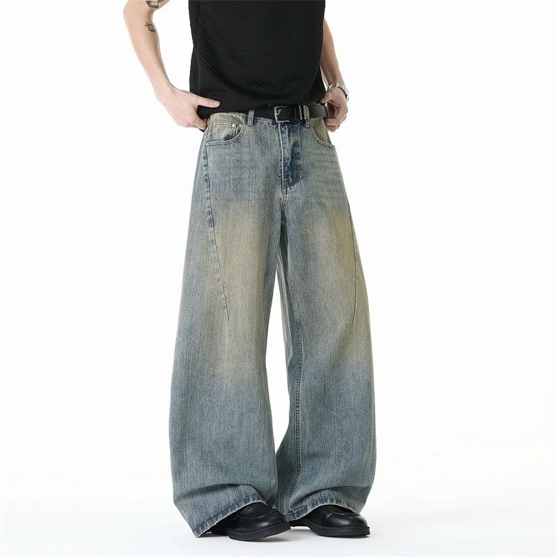Vintage Patchwork Design Straight Leg Men's Jeans Size US 33 - 4 Thumbnail