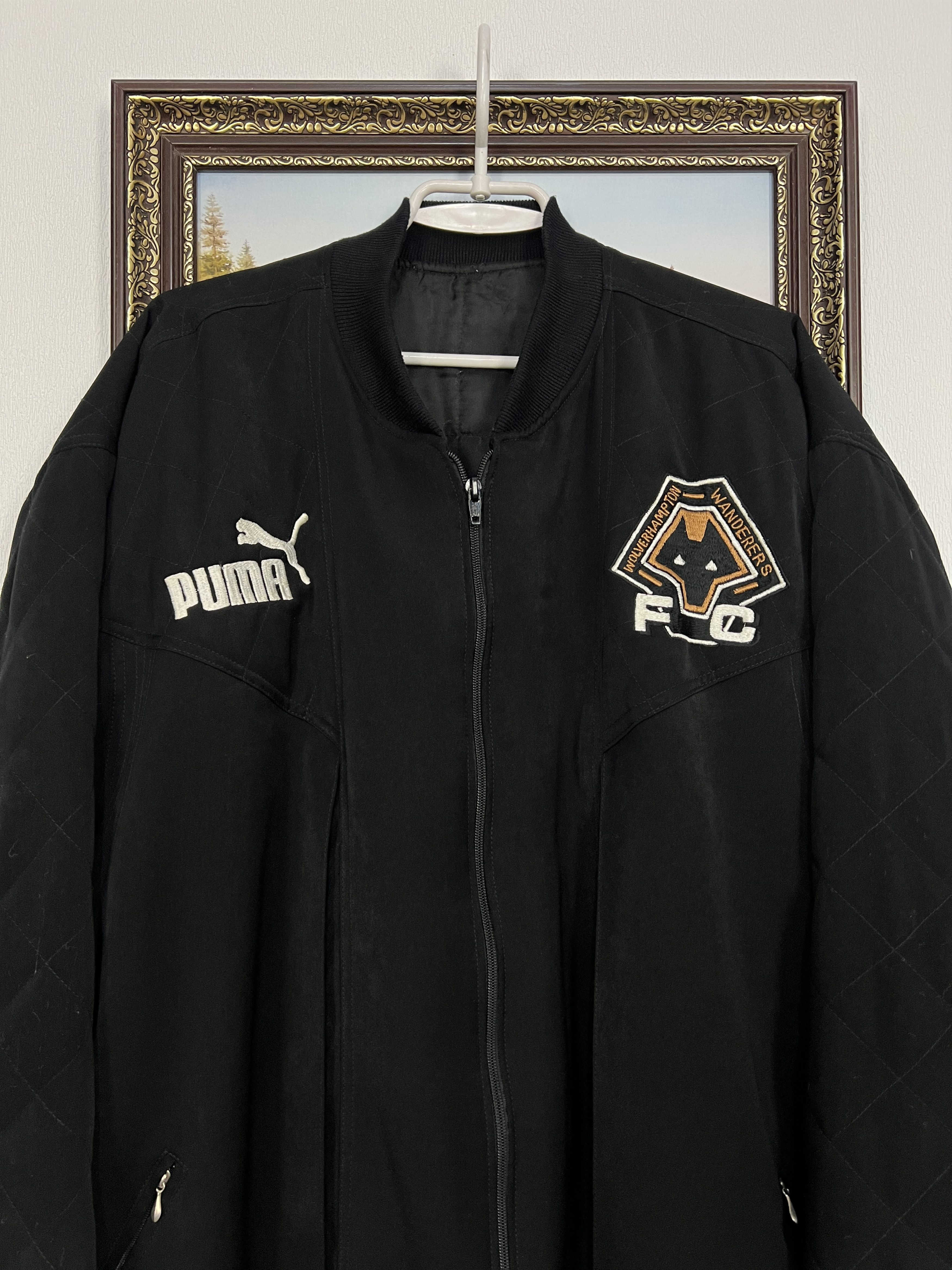 Puma Vintage Wolverhampton Wanderers Football Jacket Bomber Size US XXL / EU 58 / 5 - 2 Thumbnail