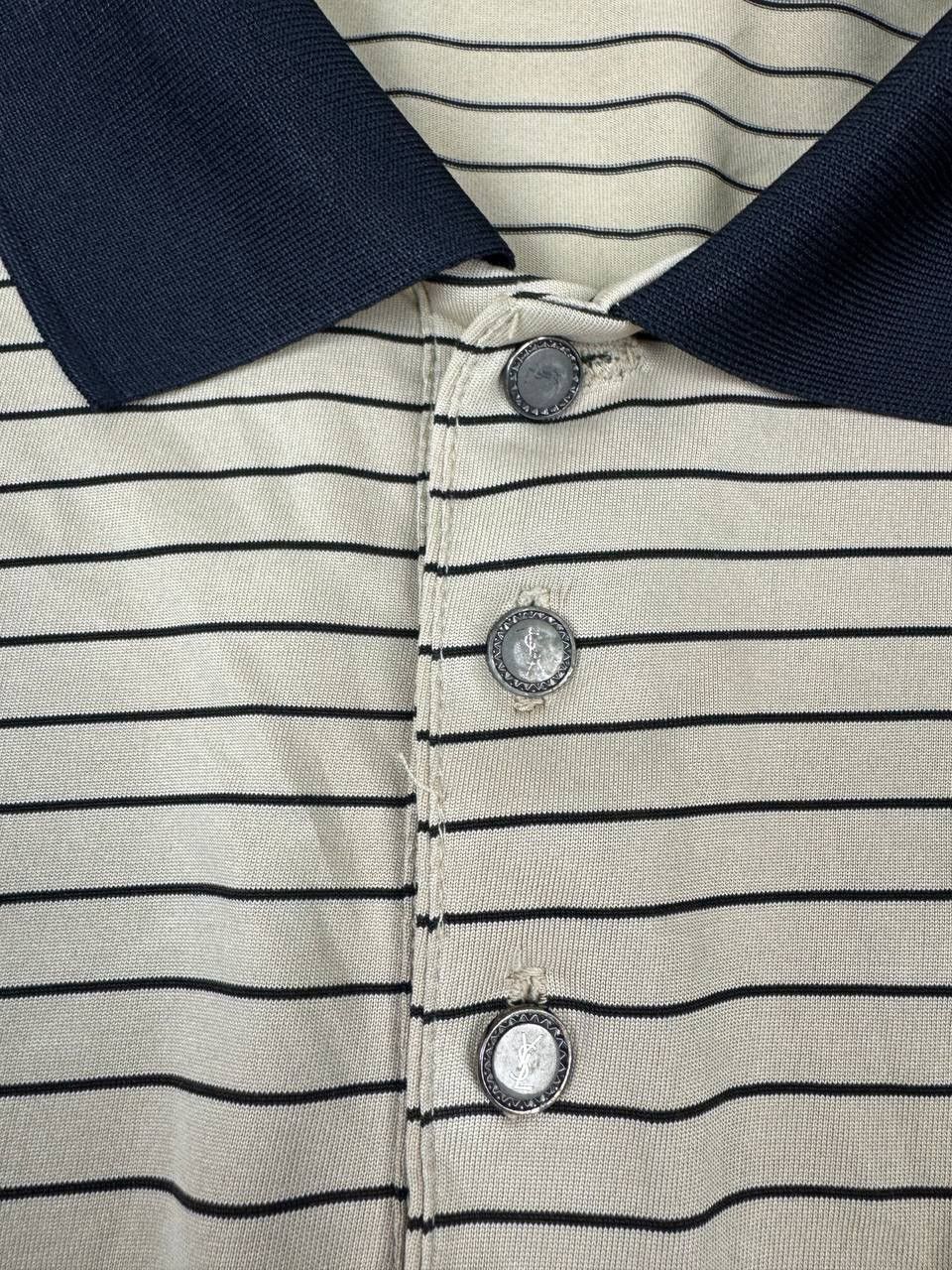 Yves Saint Laurent Vintage Yves Saint Laurent YSL Silk Polo Shirt Striped 90s Size US XXL / EU 58 / 5 - 5 Thumbnail