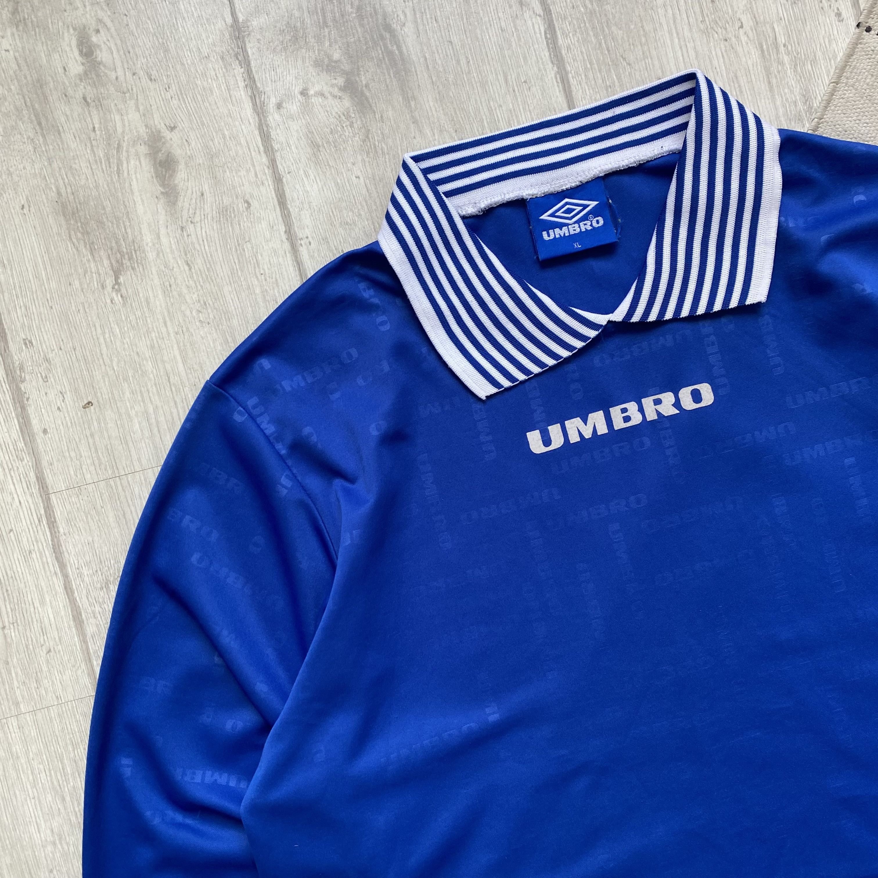 Umbro Vintage 80-90s Umbro jersey polo longsleeve monogram Size US XL / EU 56 / 4 - 4 Thumbnail