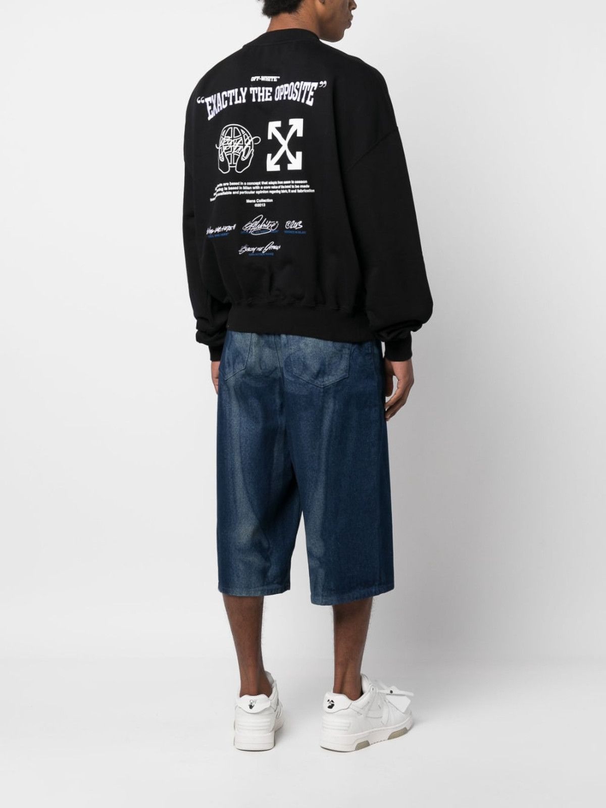 Off-White o1gr1nt0425 Exact Opp Boxy Crewneck Sweatshirt in Black Size US M / EU 48-50 / 2 - 4 Thumbnail