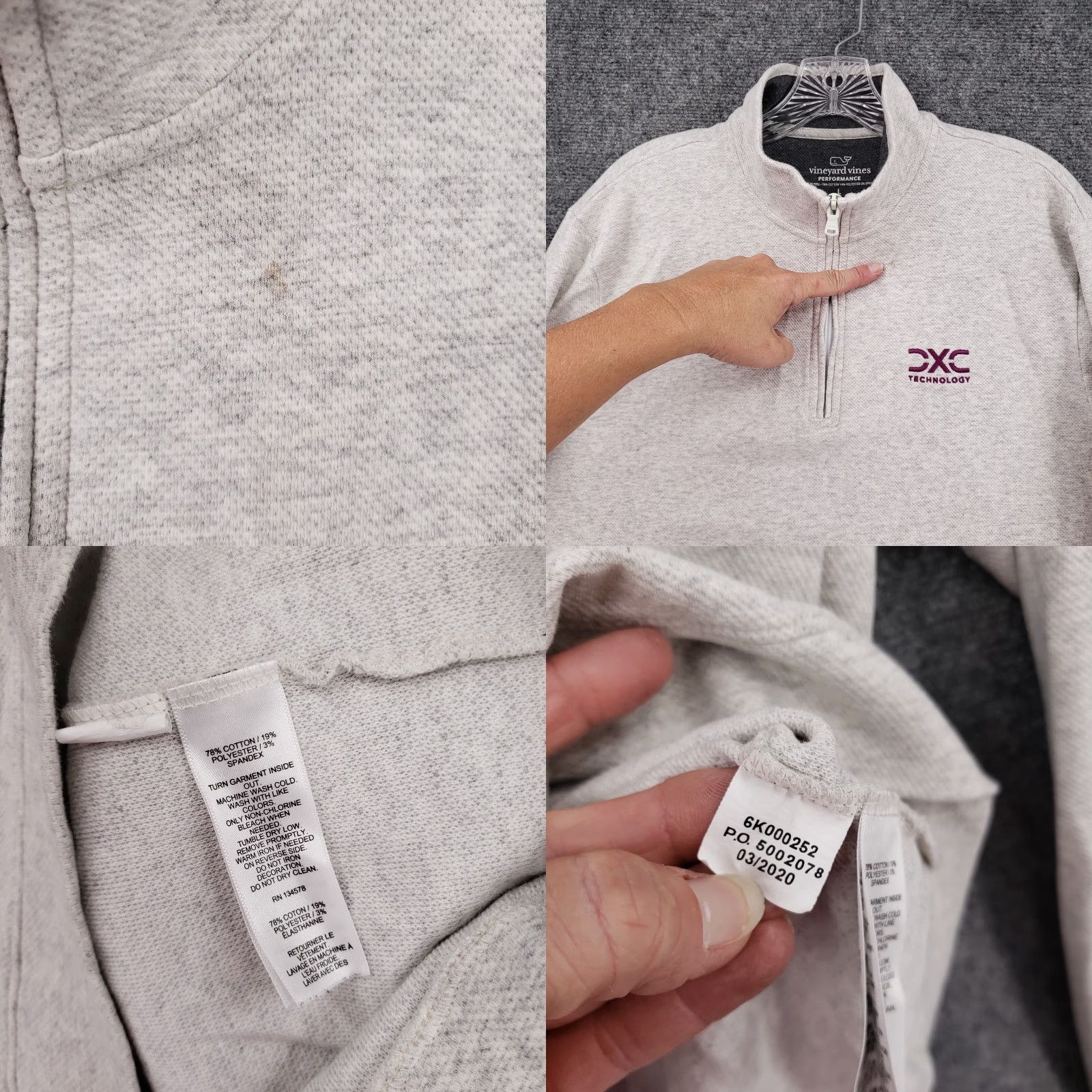Vineyard Vines Vineyard Vines Mens Sweater Knit Gray 1/4 Zip Mock Neck L Large Regular Fit Size US L / EU 52-54 / 3 - 8 Thumbnail