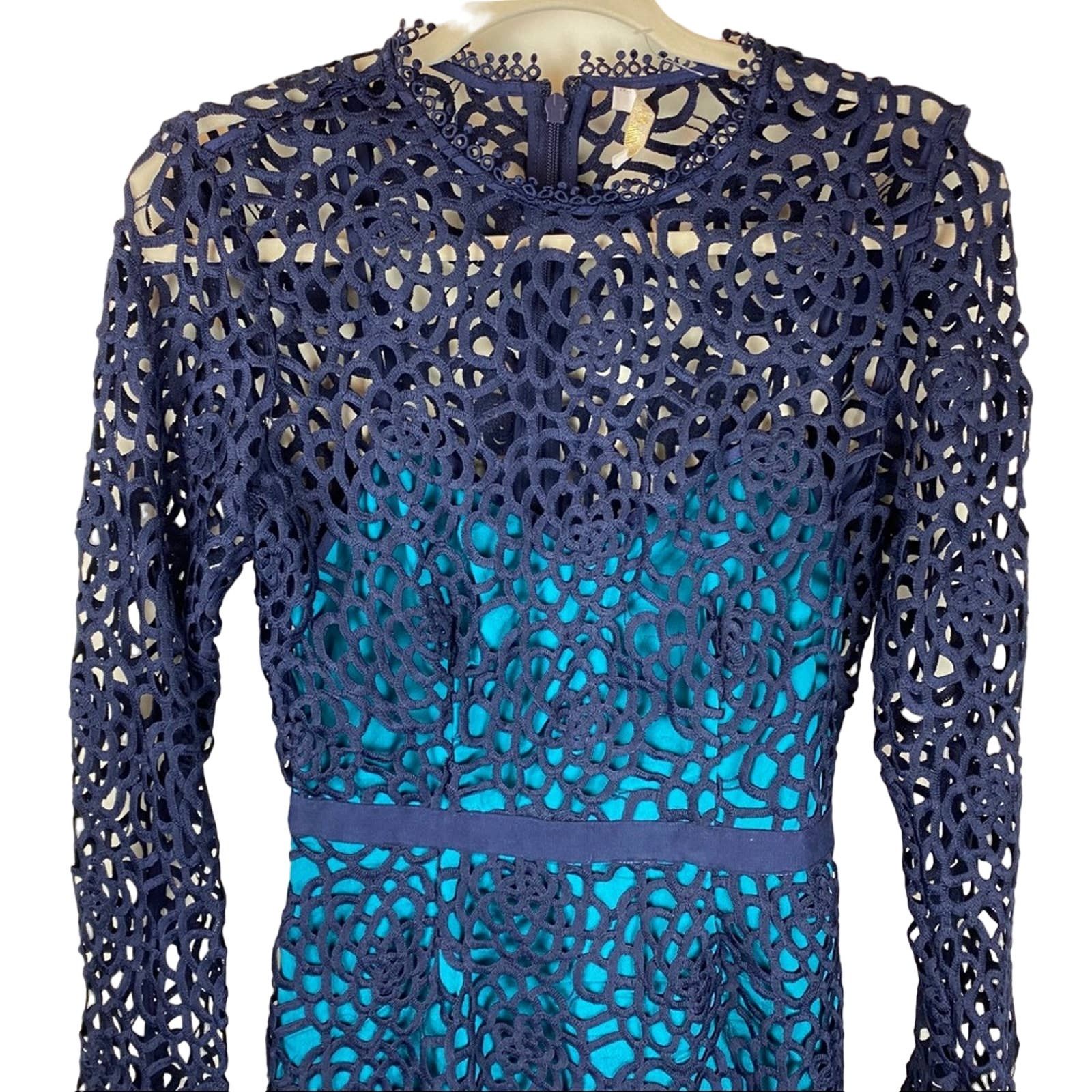 Nordstrom NEW Talulah Roseate Teal Mini Lace Cocktail Dress Small Size S / US 4 / IT 40 - 5 Thumbnail