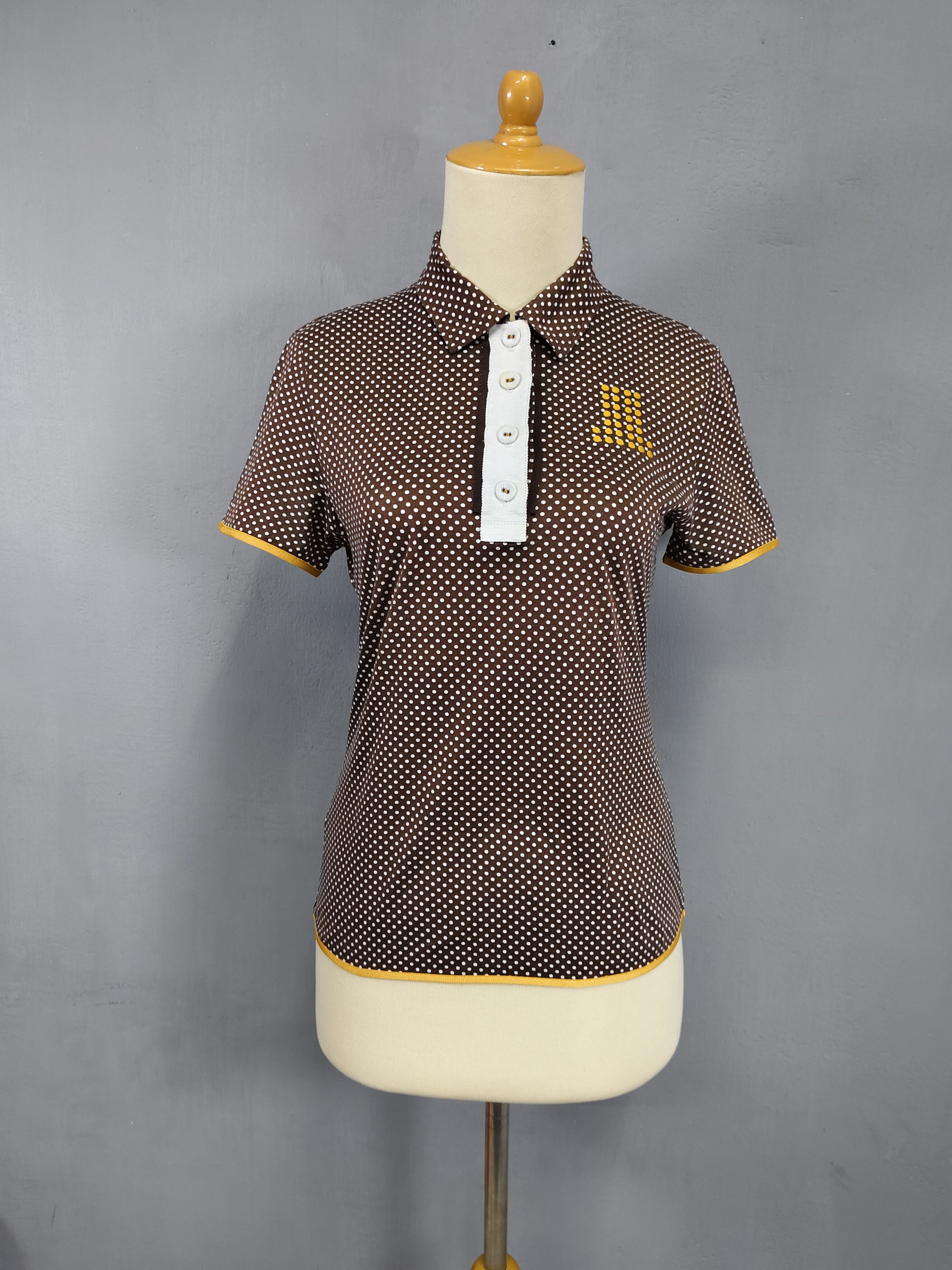 Lanvin 2000s Lanvin Sport- Retro Preppy Polka Dot Polo Shirt Size S / US 4 / IT 40 - 9 Thumbnail