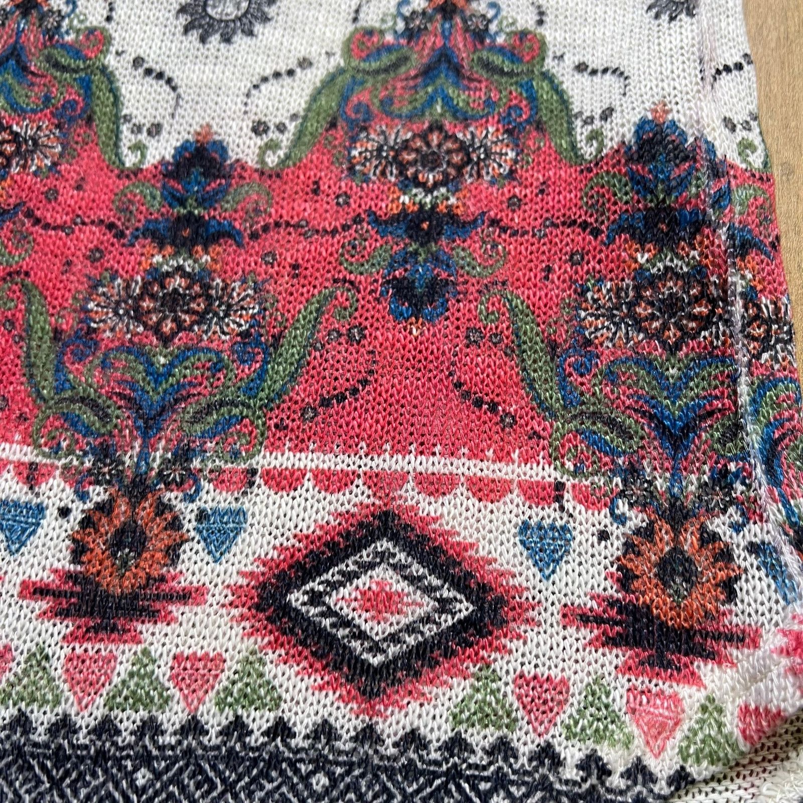 Vintage Gaze USA Elephant Print Boho Knit Top Women’s XS Tribal Boho Size XS / US 0-2 / IT 36-38 - 4 Thumbnail