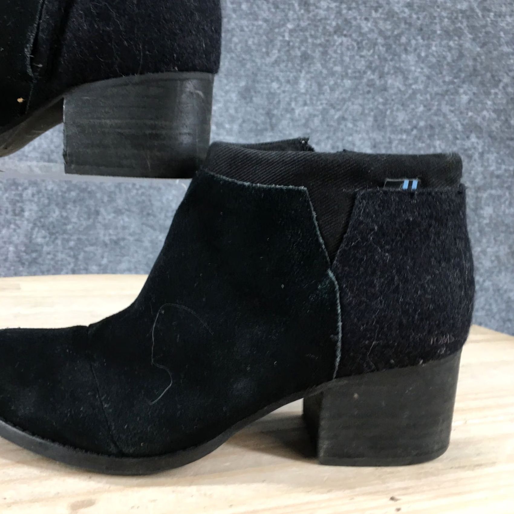 Toms Toms Boots Womens 5 Loren Ankle Bootie Black Side Zip Casual Almond Toe Block Size US 5 / IT 35 - 3 Thumbnail