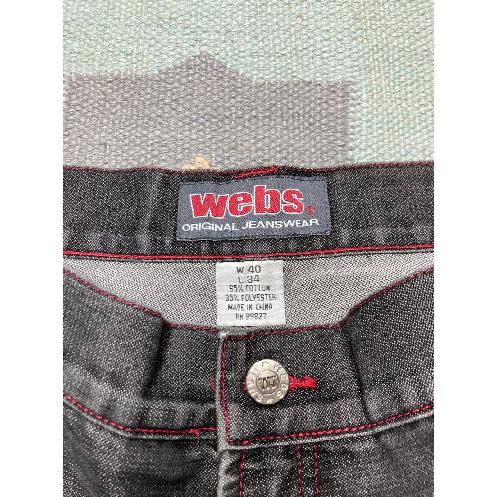 Vintage VINTAGE Webs Jeans Carpenter Jeans Wide-Leg 40x33 Men Black Cyber Goth Skater Baggy Y2K WW Size US 40 / EU 56 - 7 Thumbnail