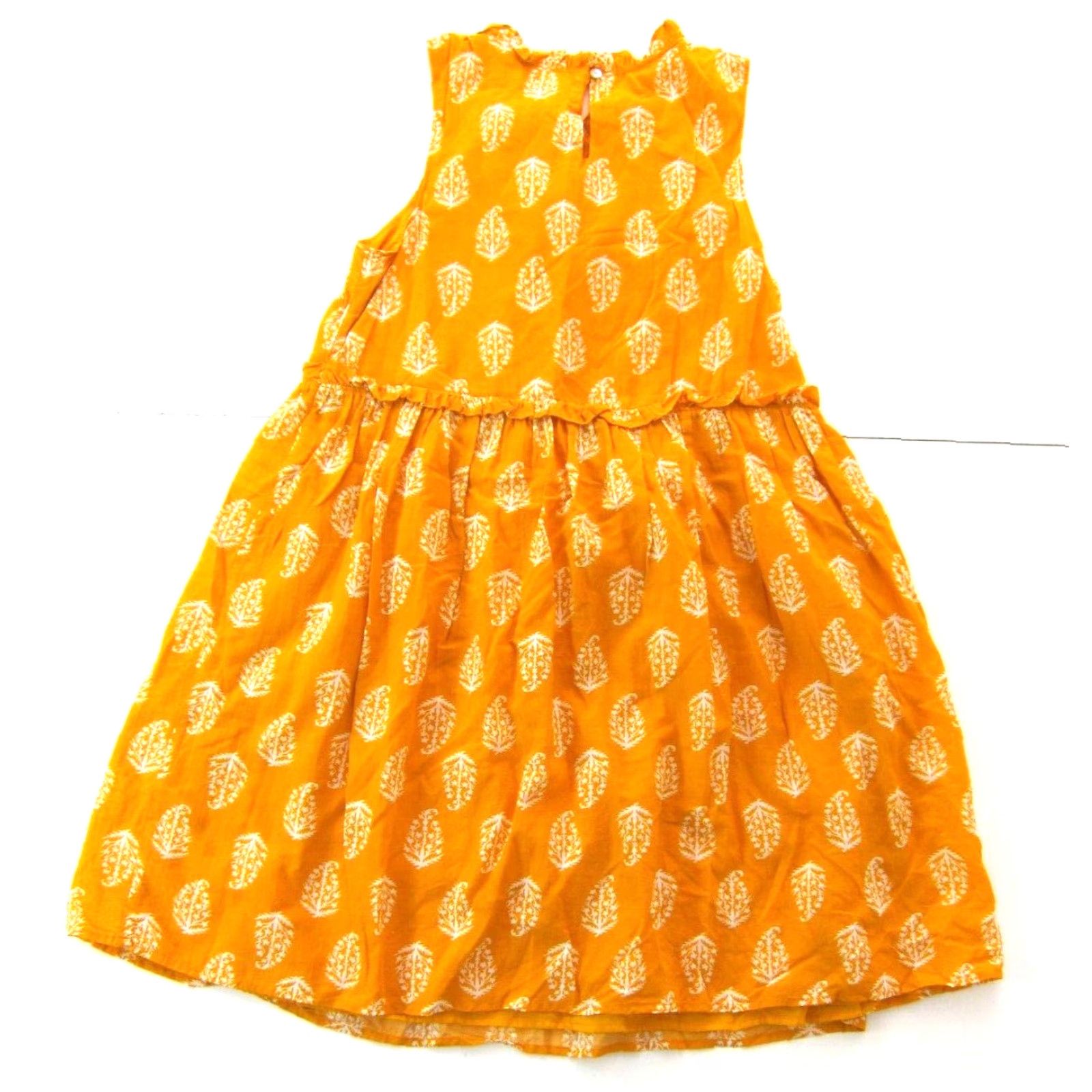 Lucky Brand Lucky Brand 100% Cotton Orange White Floral High Neck Sheath Tank Sun Dress XS Size XS / US 0-2 / IT 36-38 - 2 Thumbnail