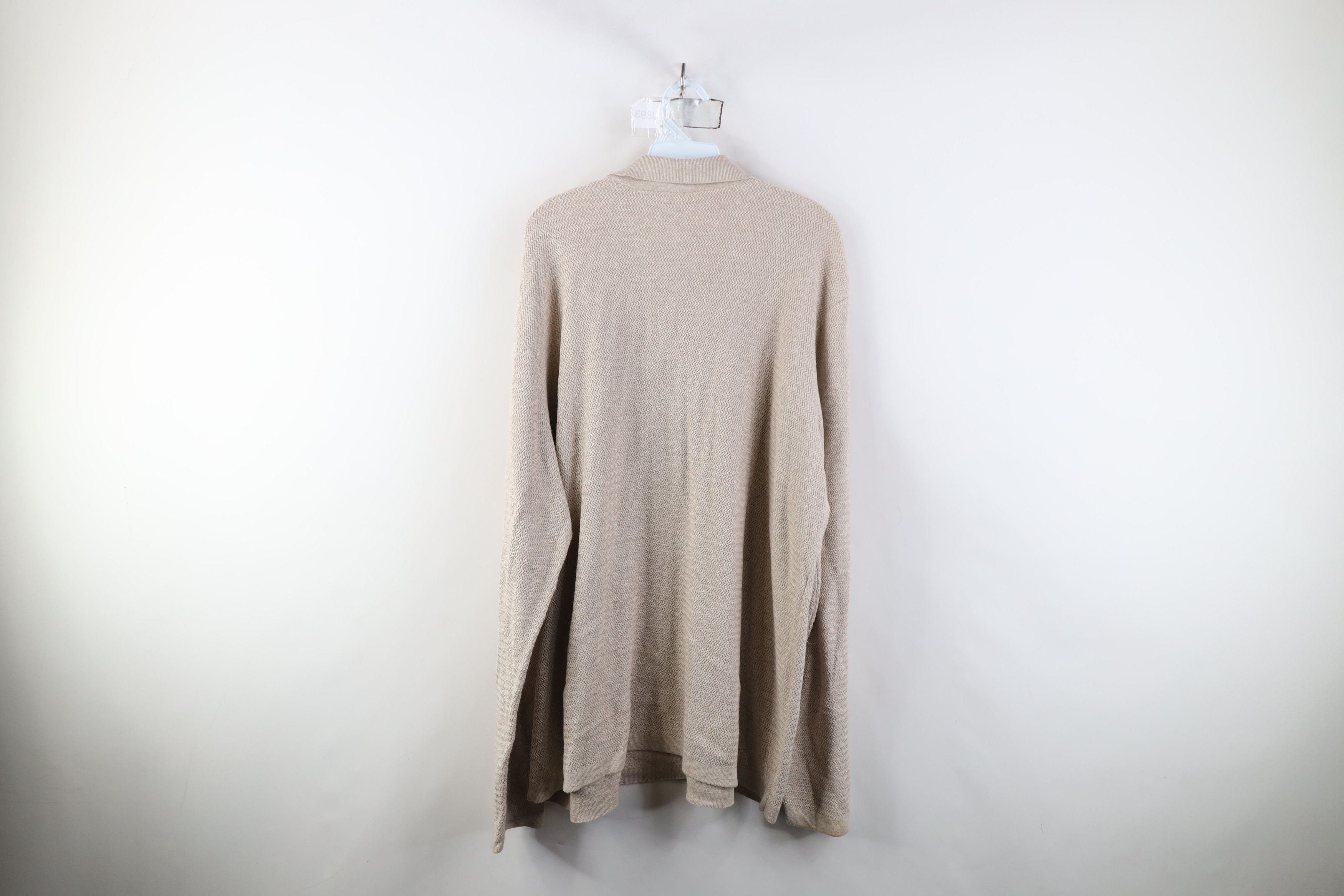 Vintage Vintage 90s Y2K Streetwear Collared Long Sleeve Polo Beige Size US XXL / EU 58 / 5 - 8 Thumbnail