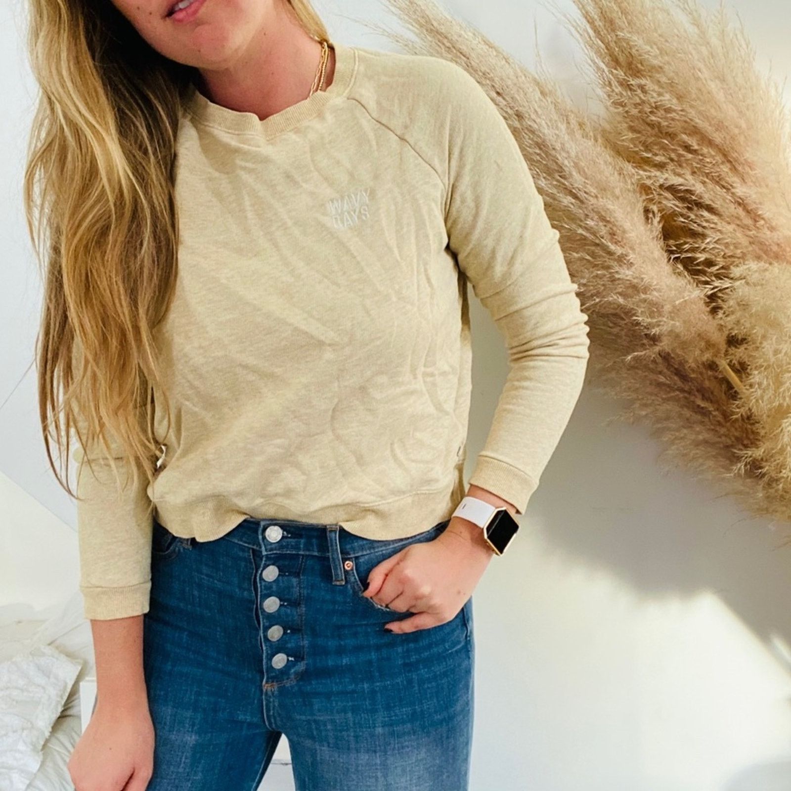 L.A. Roxx ROXY Mustard Light Yellow Sweatshirt Pullover Sweater Crew Size M / US 6-8 / IT 42-44 - 1 Thumbnail