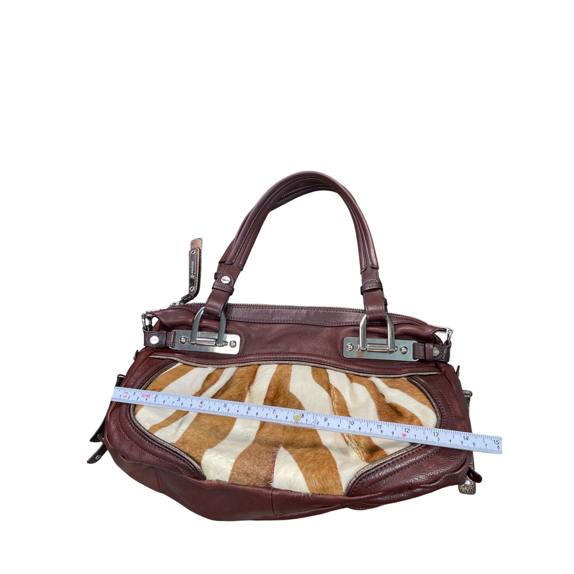 Other B. Makowsky Zebra Leather Shoulder Handbag Red/Brown Womens Size ONE SIZE - 9 Thumbnail