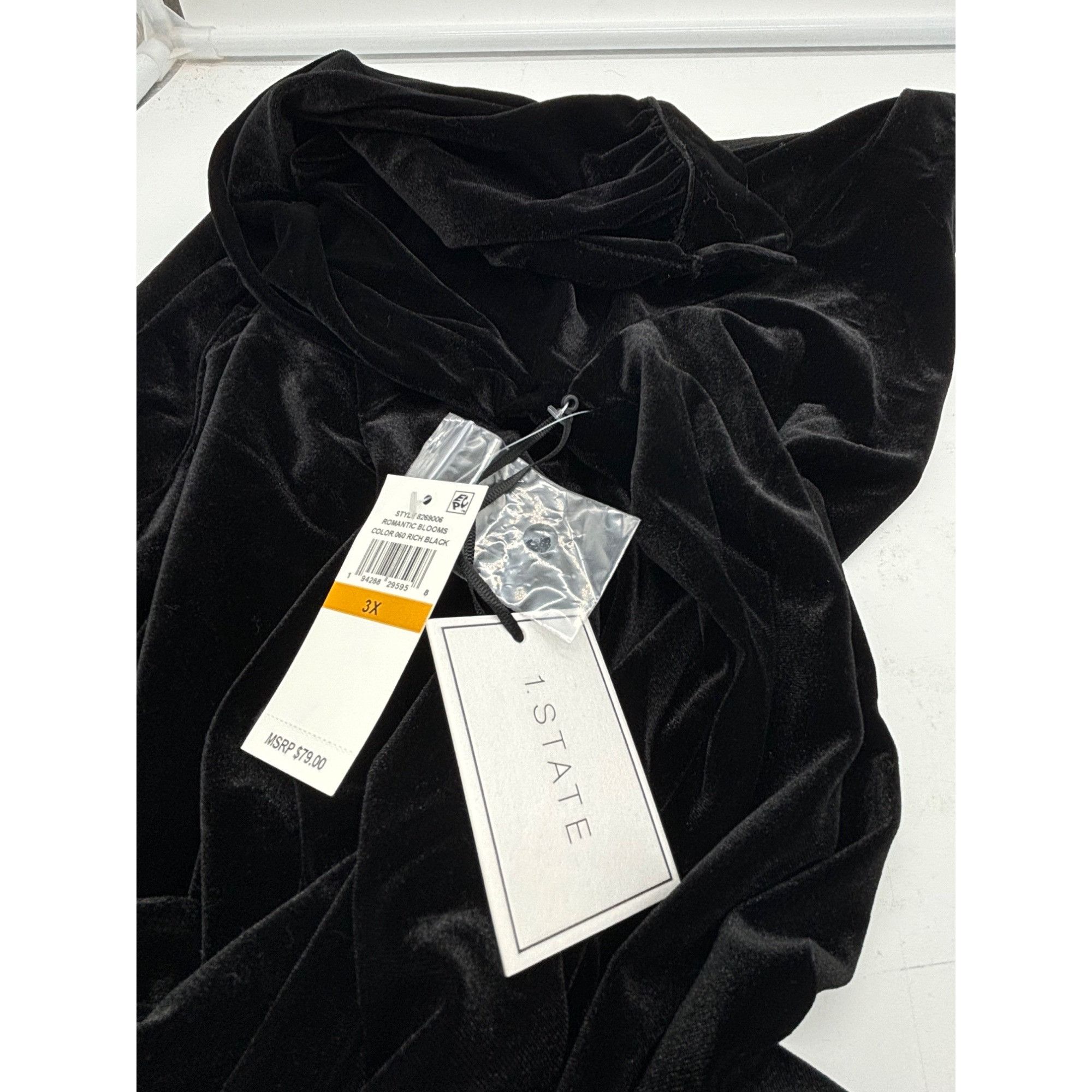 Other 1.State Trendy Plus Size Stretch Velvet Top, Black, 3X Size ONE SIZE - 6 Thumbnail