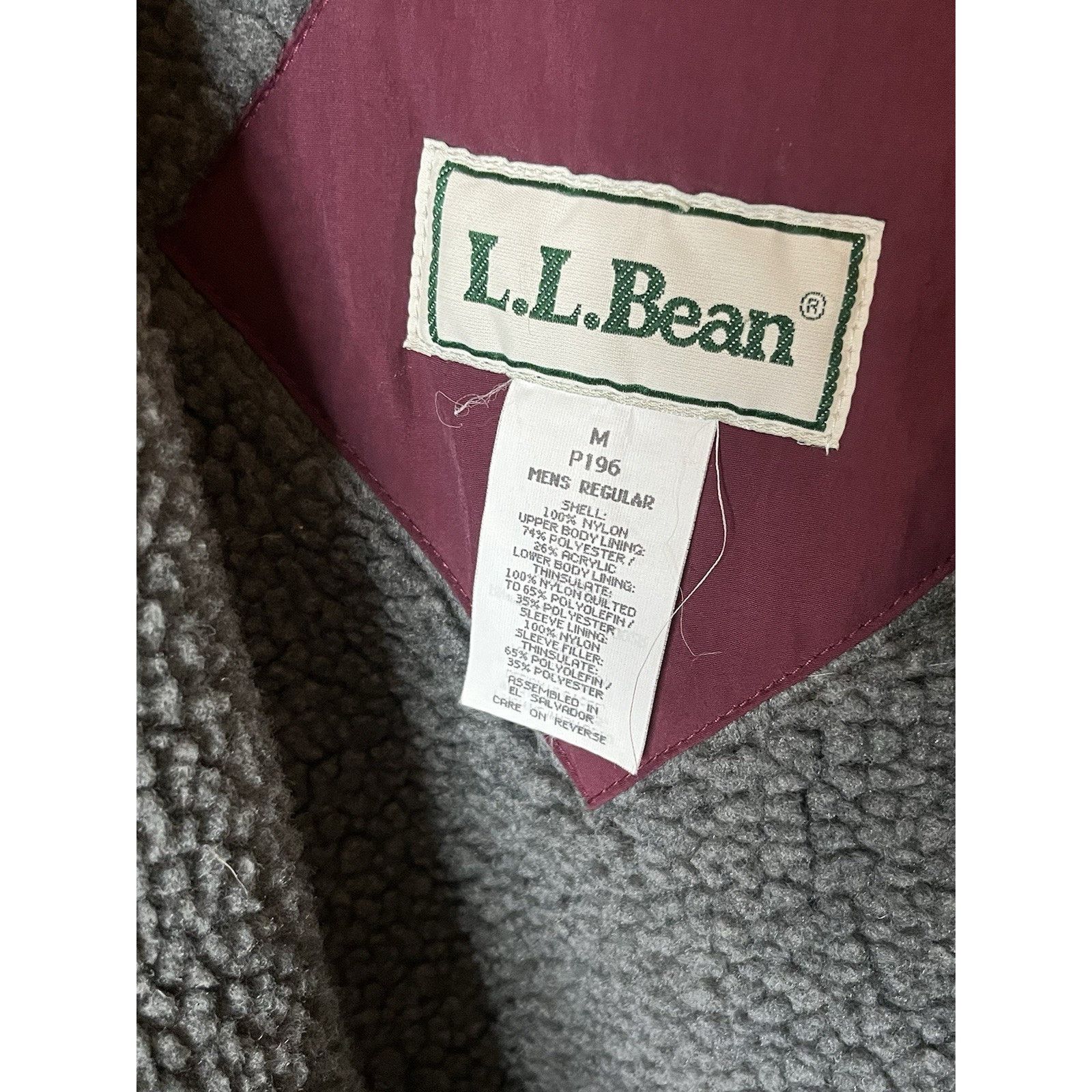 L.L. Bean Vintage L.L. Bean Mens M Maroon Nylon Full Zip Jacket Size US M / EU 48-50 / 2 - 2 Thumbnail