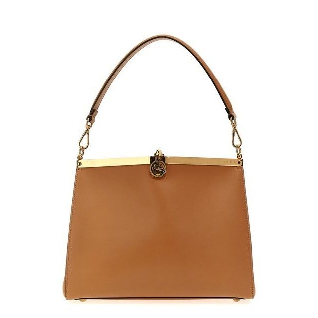 ETRO Vela Medium Beige Leather Shoulder Bag New