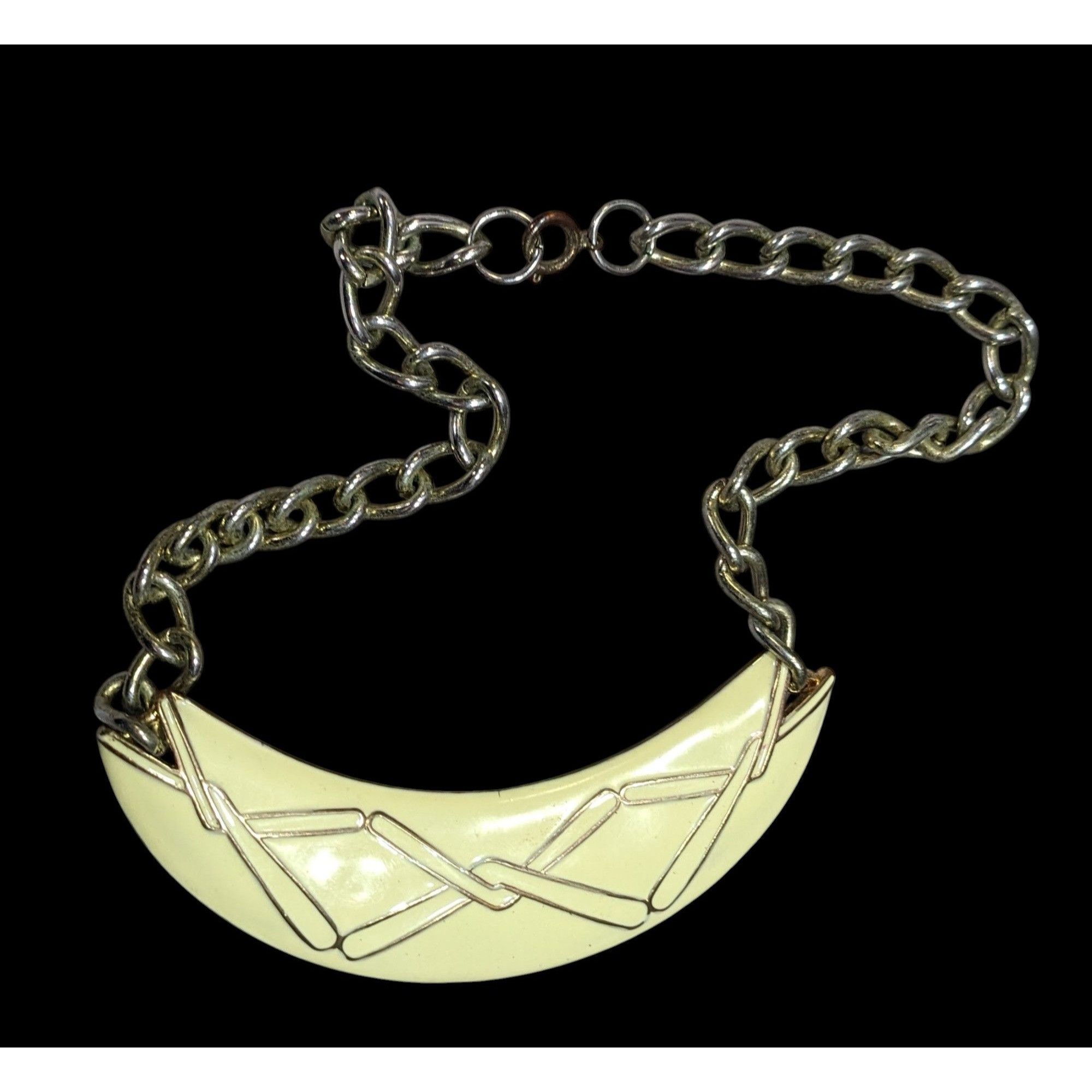 Other Vintage Abstract Modernist Cream And Gold Tone Statement Nec Size ONE SIZE - 1 Thumbnail