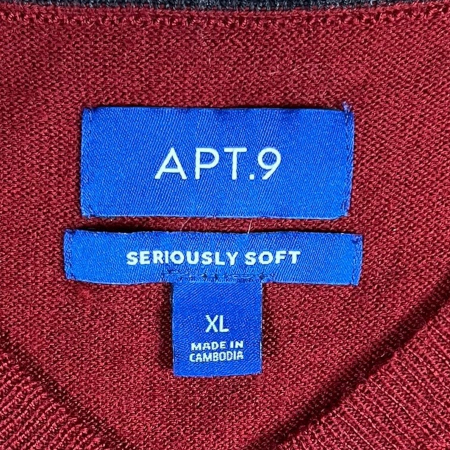 Apt. 9 APT.9 Seriously Soft V Neck Sweater Men's XL Red Merino Wool Size US XL / EU 56 / 4 - 3 Thumbnail