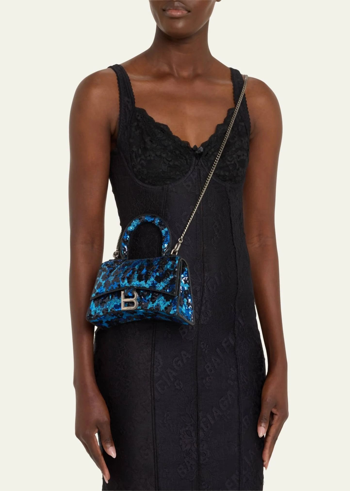 Balenciaga o1la1rc1a1024 Size: OS / Hourglass Top Handle Bag in Blue Size ONE SIZE - 2 Thumbnail