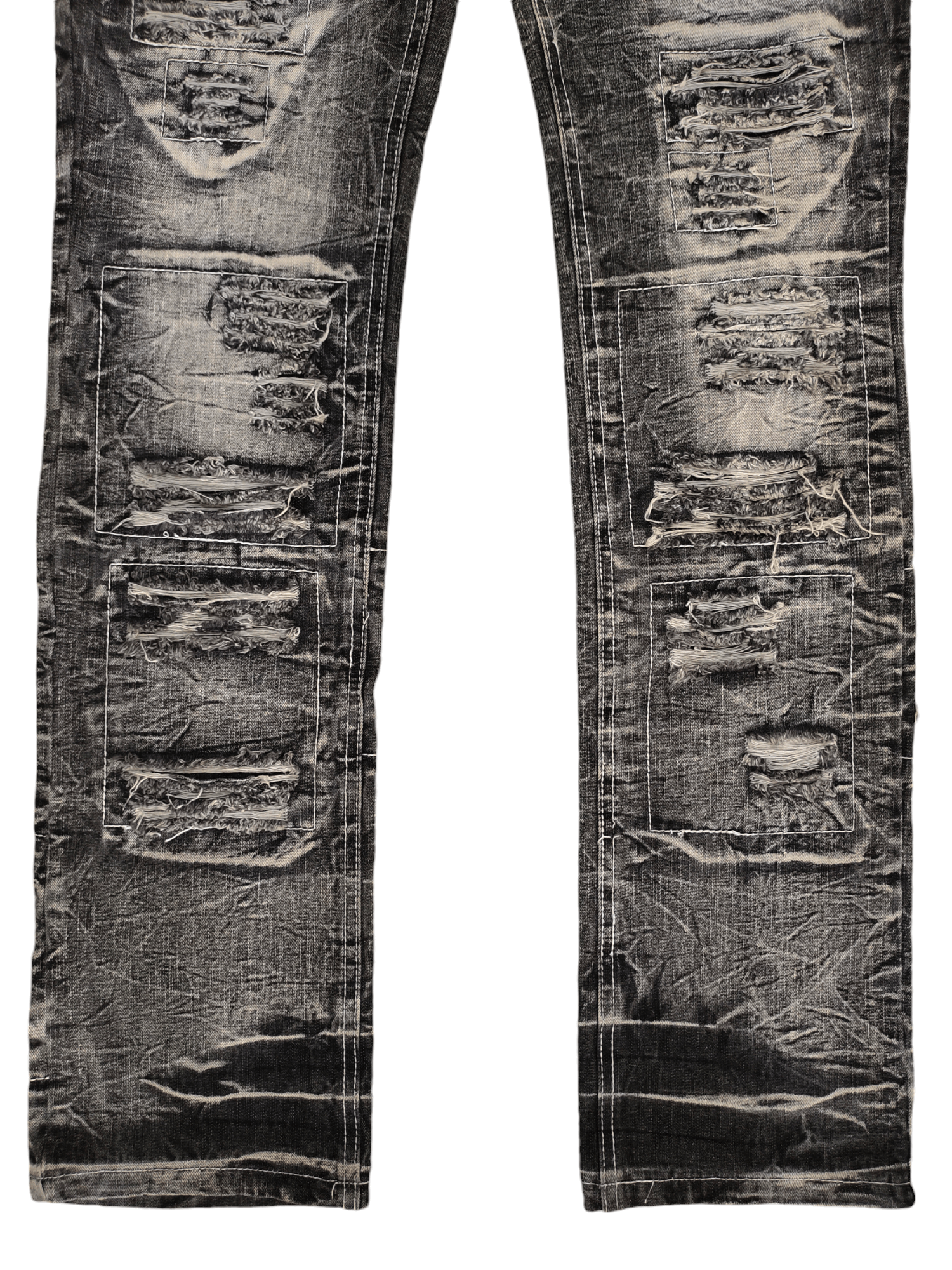 LOWBOX Vintage Y2k Lowbox Clawmark Distress Faded Patchwork Jeans Size US 34 / EU 50 - 3 Thumbnail