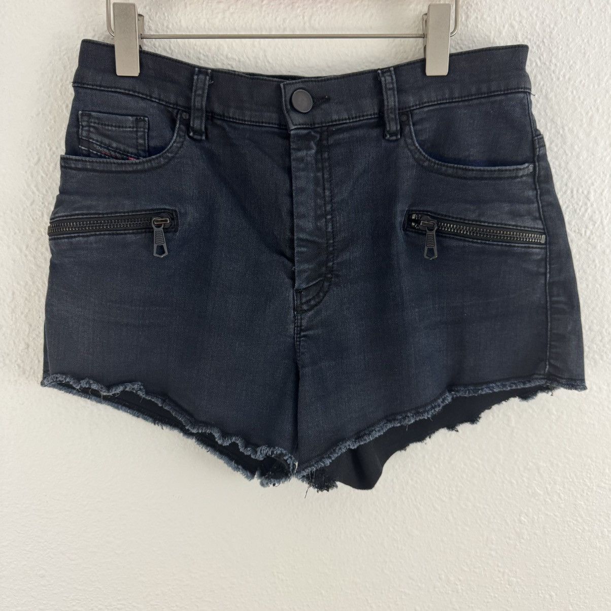 Diesel DIESEL Womens Black High Waisted Raw Hem Zipper Moto Shorts Size 26" / US 2 / IT 38 - 6 Thumbnail