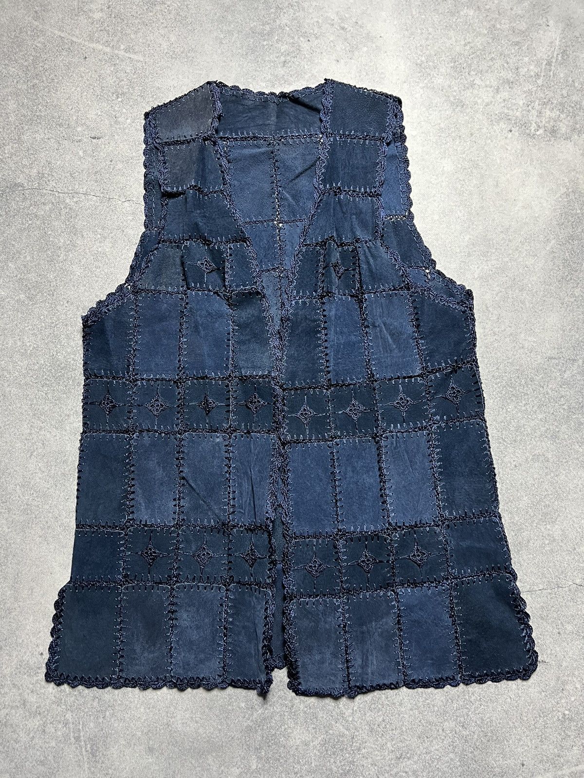 Japanese Brand Vintage Patchwork Faded Suede Rick Owens Style Y2K Vest Size L / US 10 / IT 46 - 1 Thumbnail