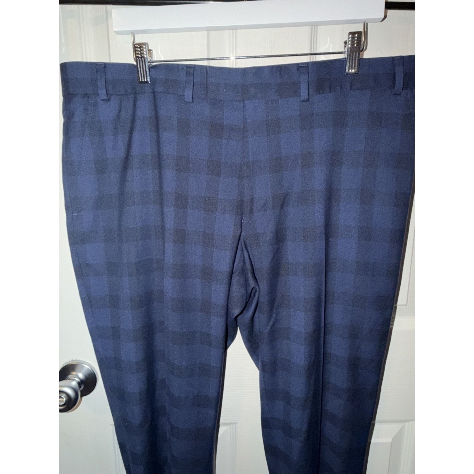 Jos. A. Bank Men's Premium Dress Pants 39x32 Blue Black Plaid Classic Fit Size US 39 - 3 Thumbnail