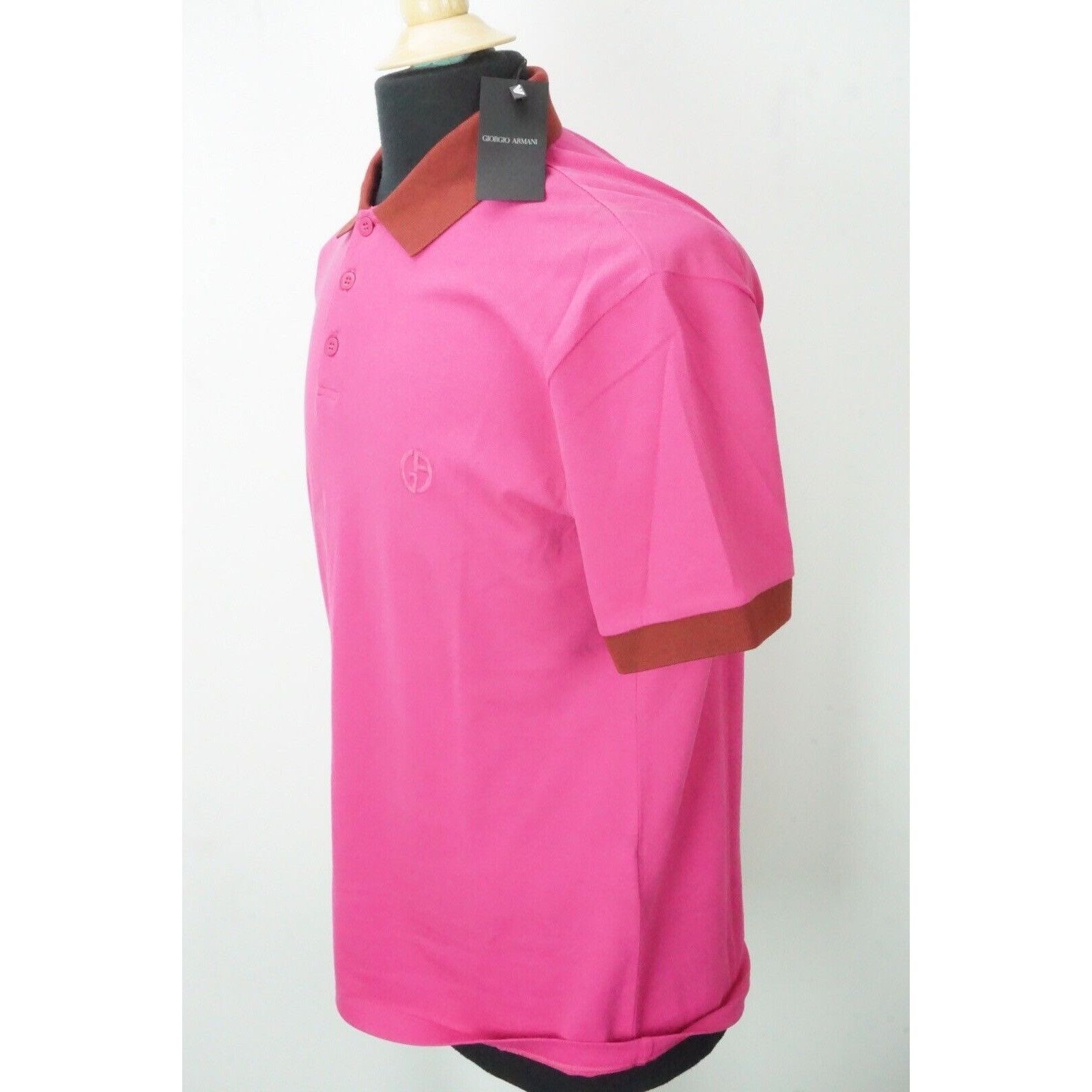 Giorgio Armani Giorgio Armani Black Label Pink Contrast 100% Cotton Polo Sh Size US M / EU 48-50 / 2 - 2 Thumbnail