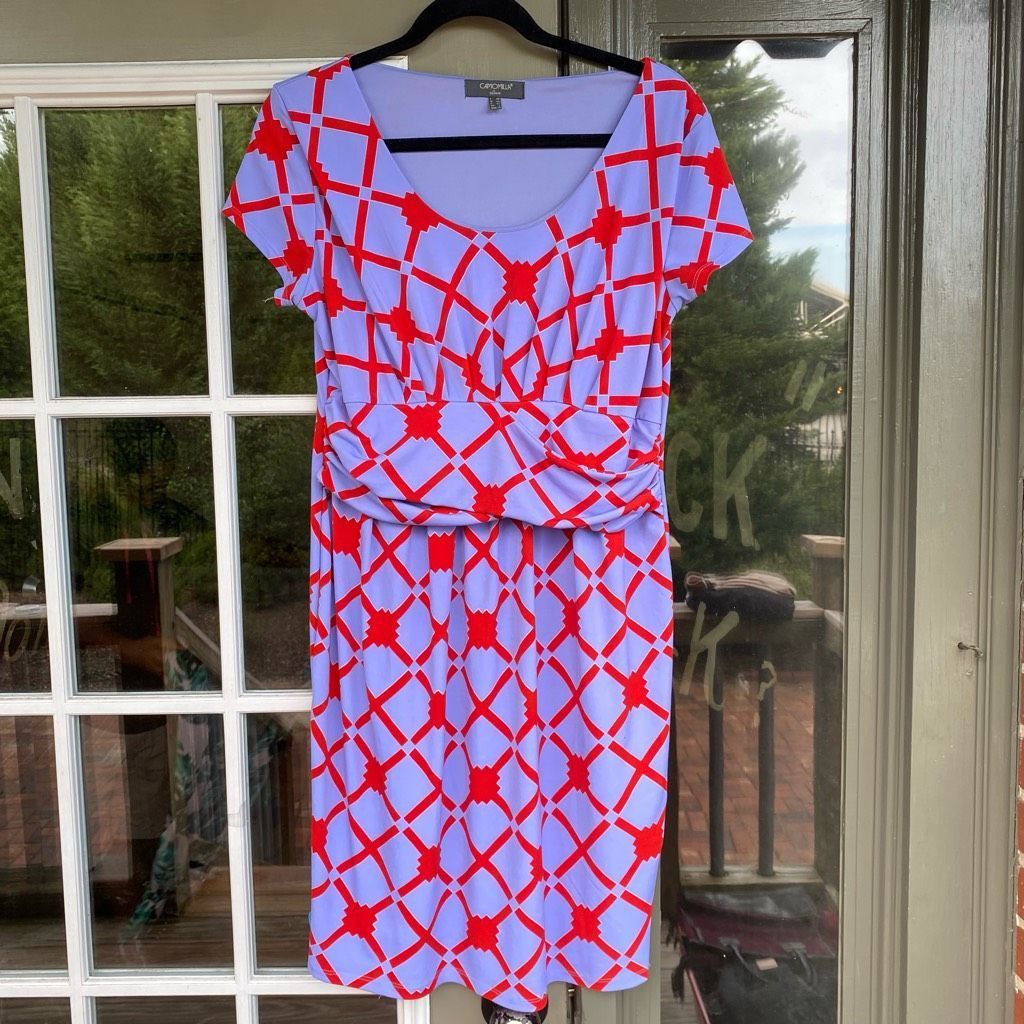 CAMILLA Camomilla Love Purple Red Geometric Italian Dress, Size 16, Size XXL / US 16-18 / IT 52-54 - 2 Thumbnail