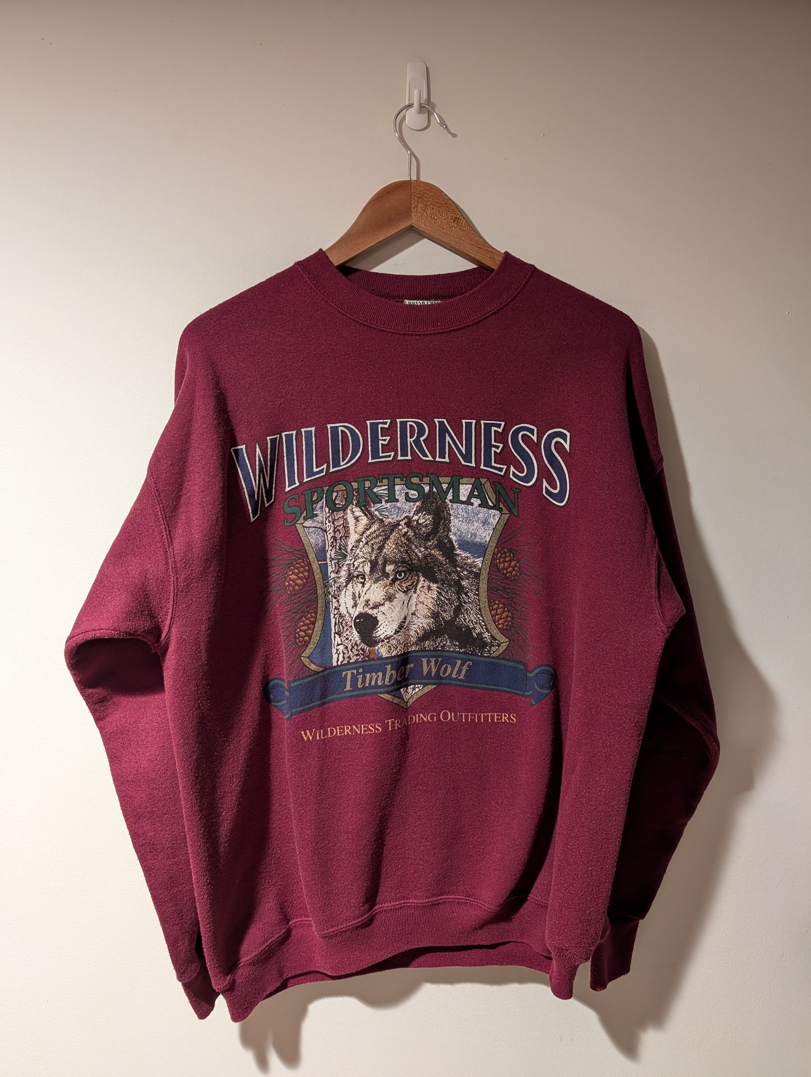 Vintage Vintage 90s Wilderness Sportsman Wolf Timber Wolf Sweatshirt Size US L / EU 52-54 / 3 - 1 Thumbnail