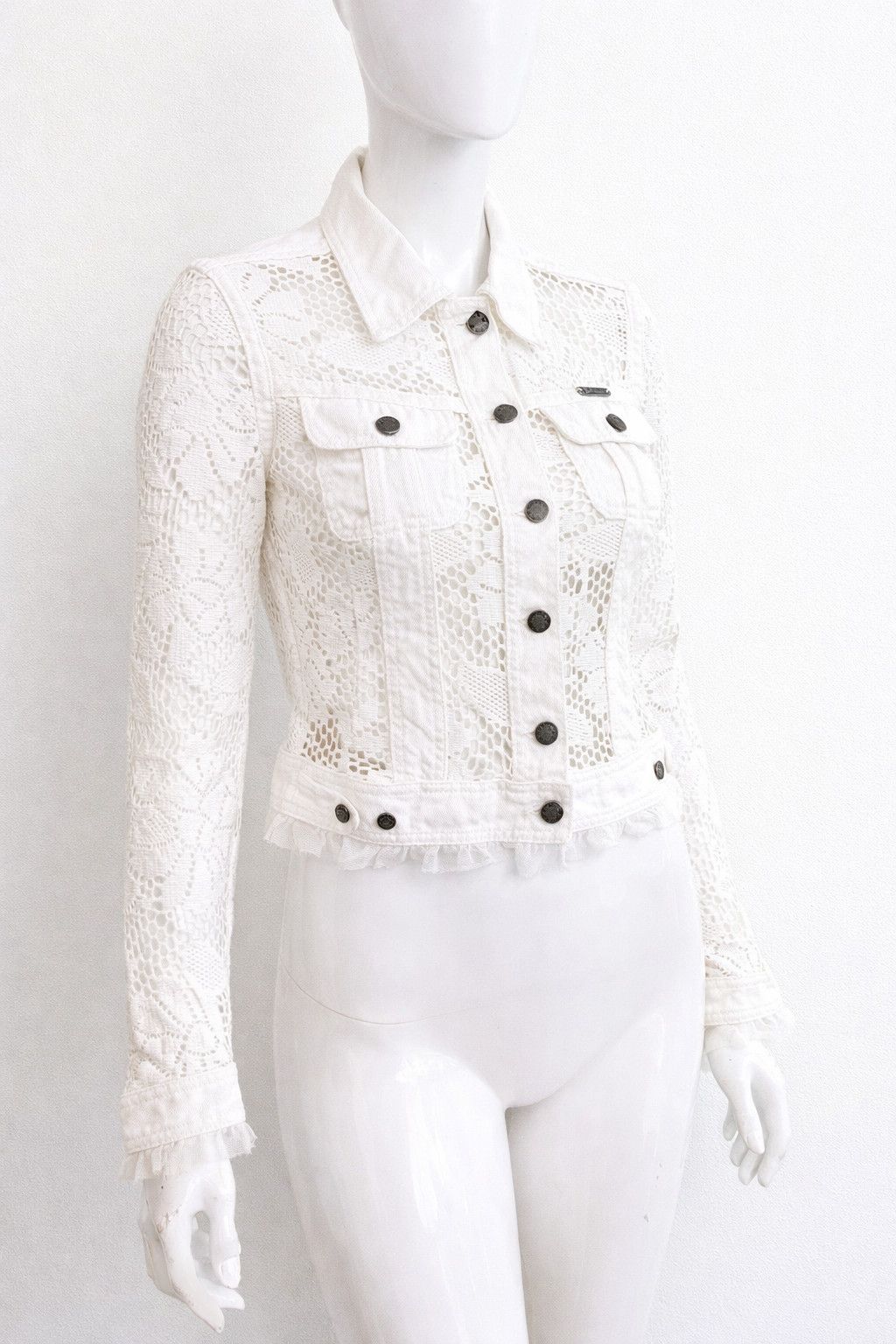 John Galliano John Galliano Crochet Lace Denim Jacket XS X-small Small Size XS / US 0-2 / IT 36-38 - 1 Thumbnail