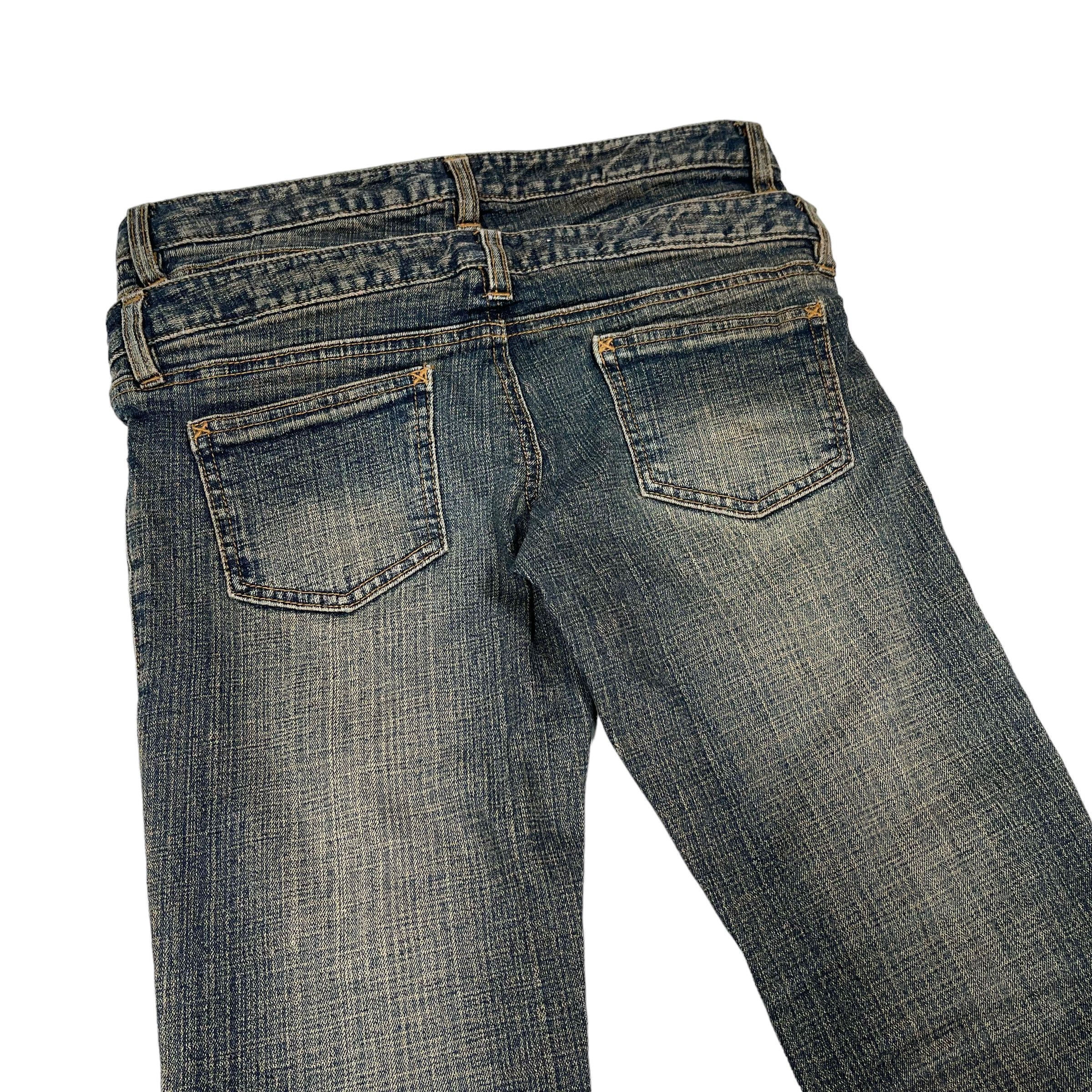 If Six Was Nine × KMRii × Tornado Mart Flare Double Waist Washed Punk Sick Denim Jeans Size US 29 - 6 Thumbnail